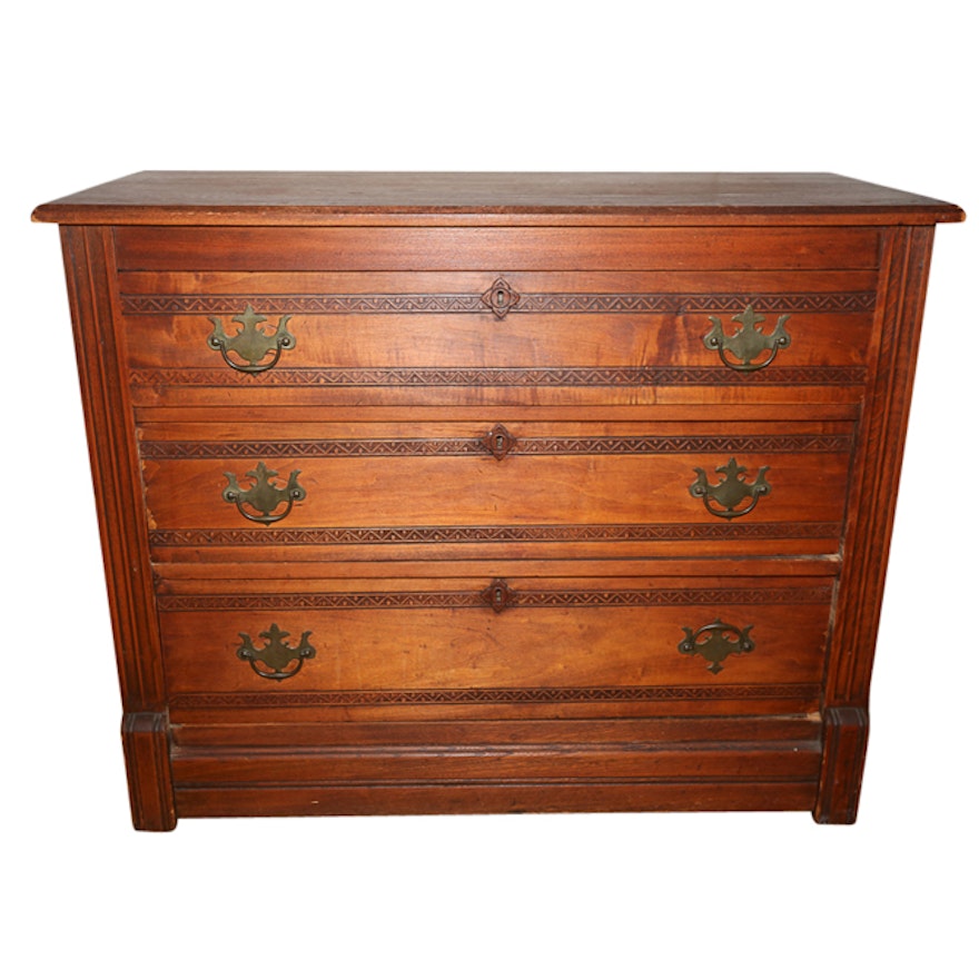 Late Victorian Ash and Poplar Chest of Drawers, Late 19th Century