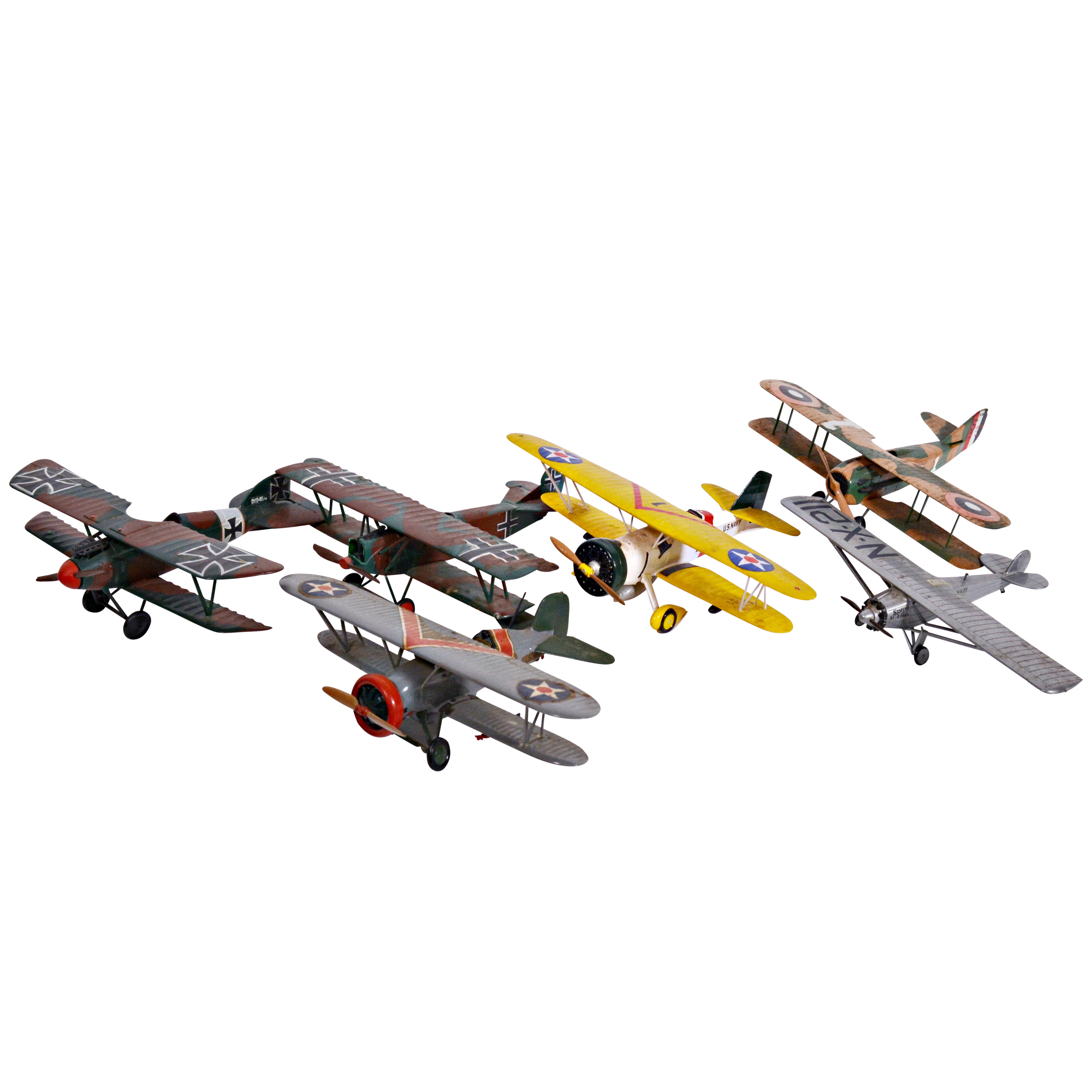 Vintage Metal Toy Airplanes Including "The Spirit of St. Louis"