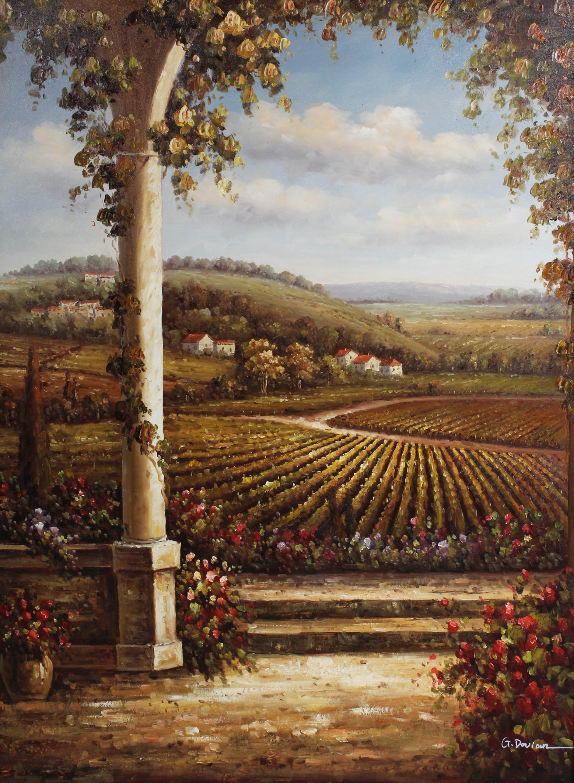 G. Dorian Oil Painting of Vineyard