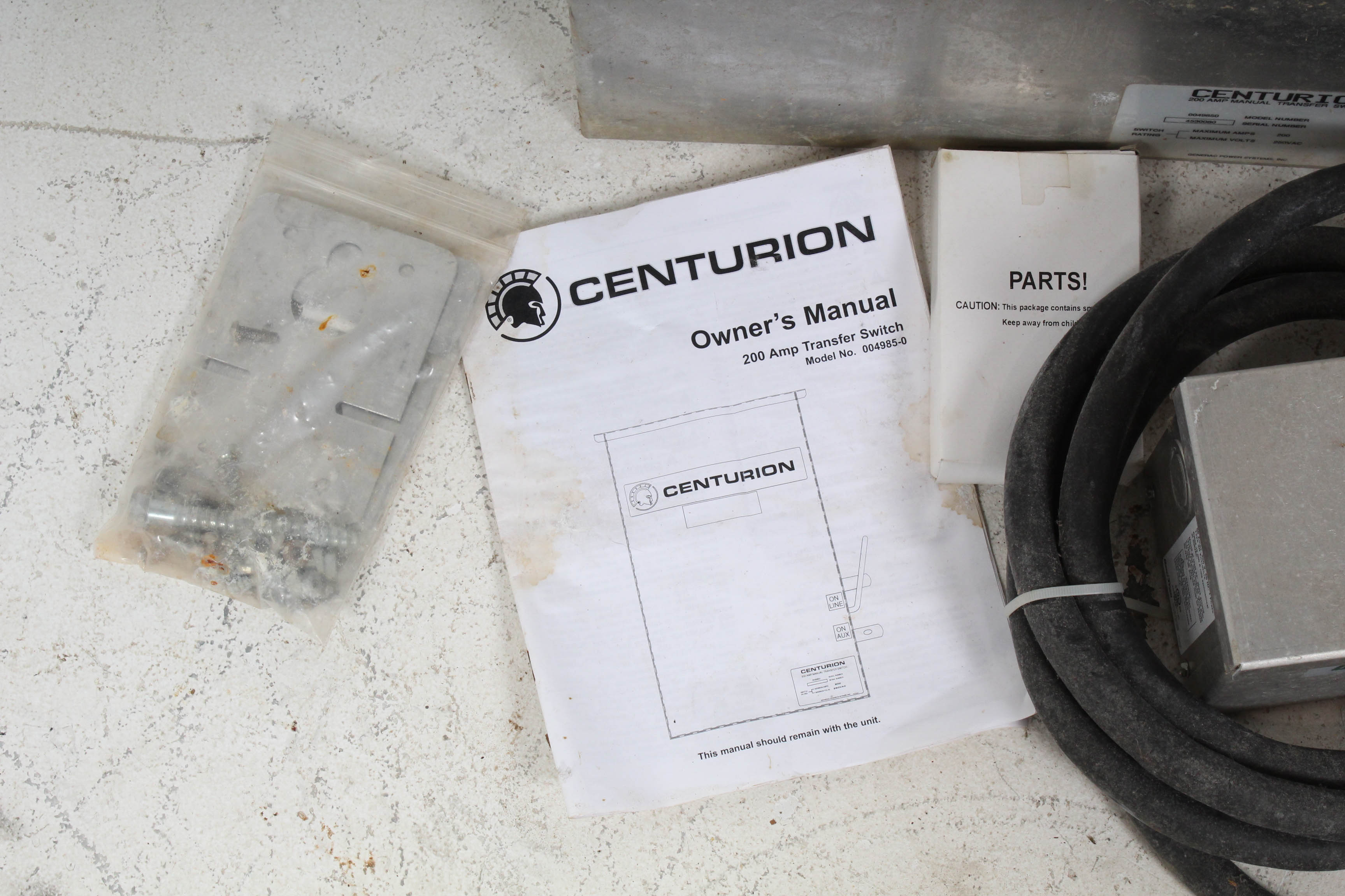 Centurion 200 Amp Manual Transfer Switch Including Parts and Manual