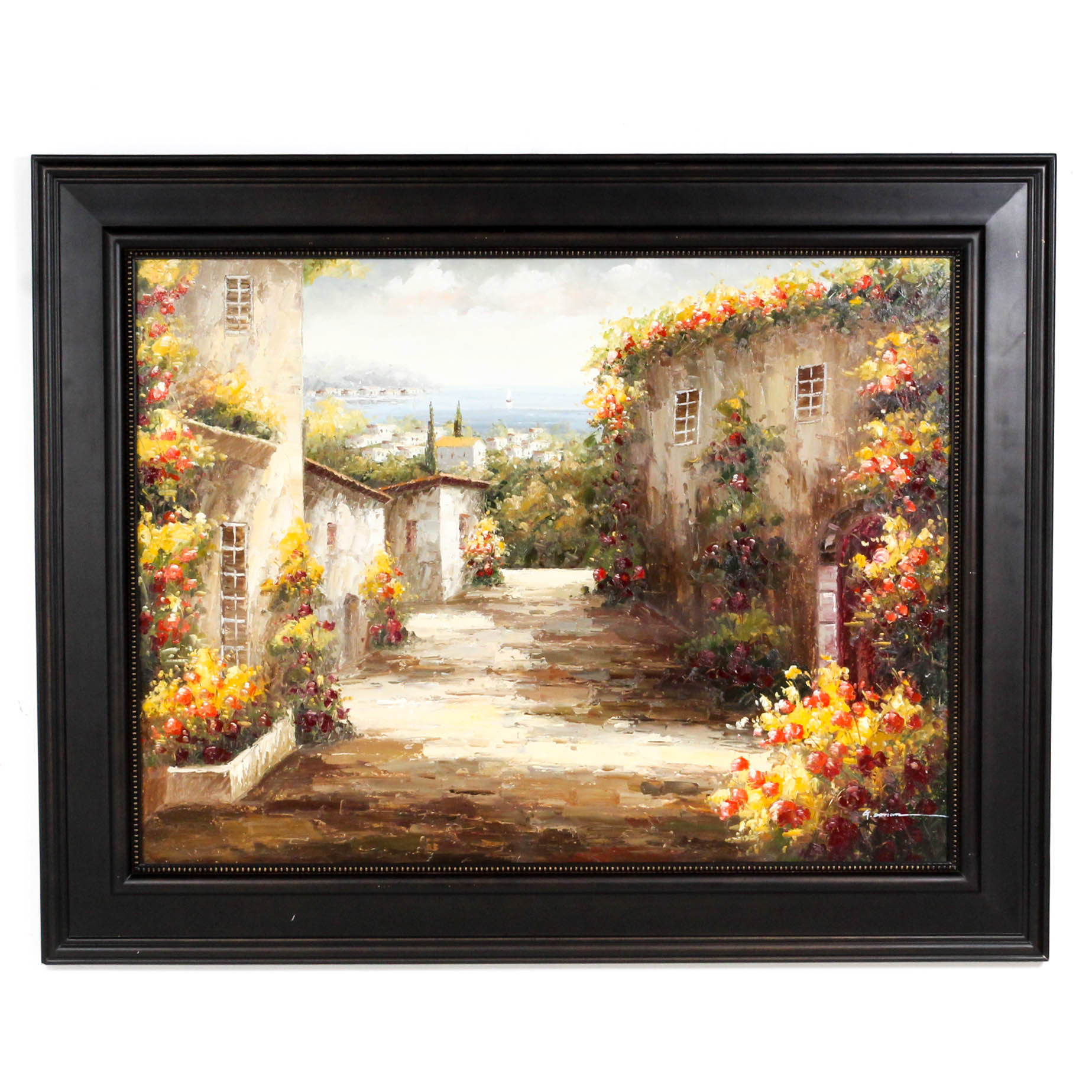 G. Dorian Oil Painting of Seaside Village