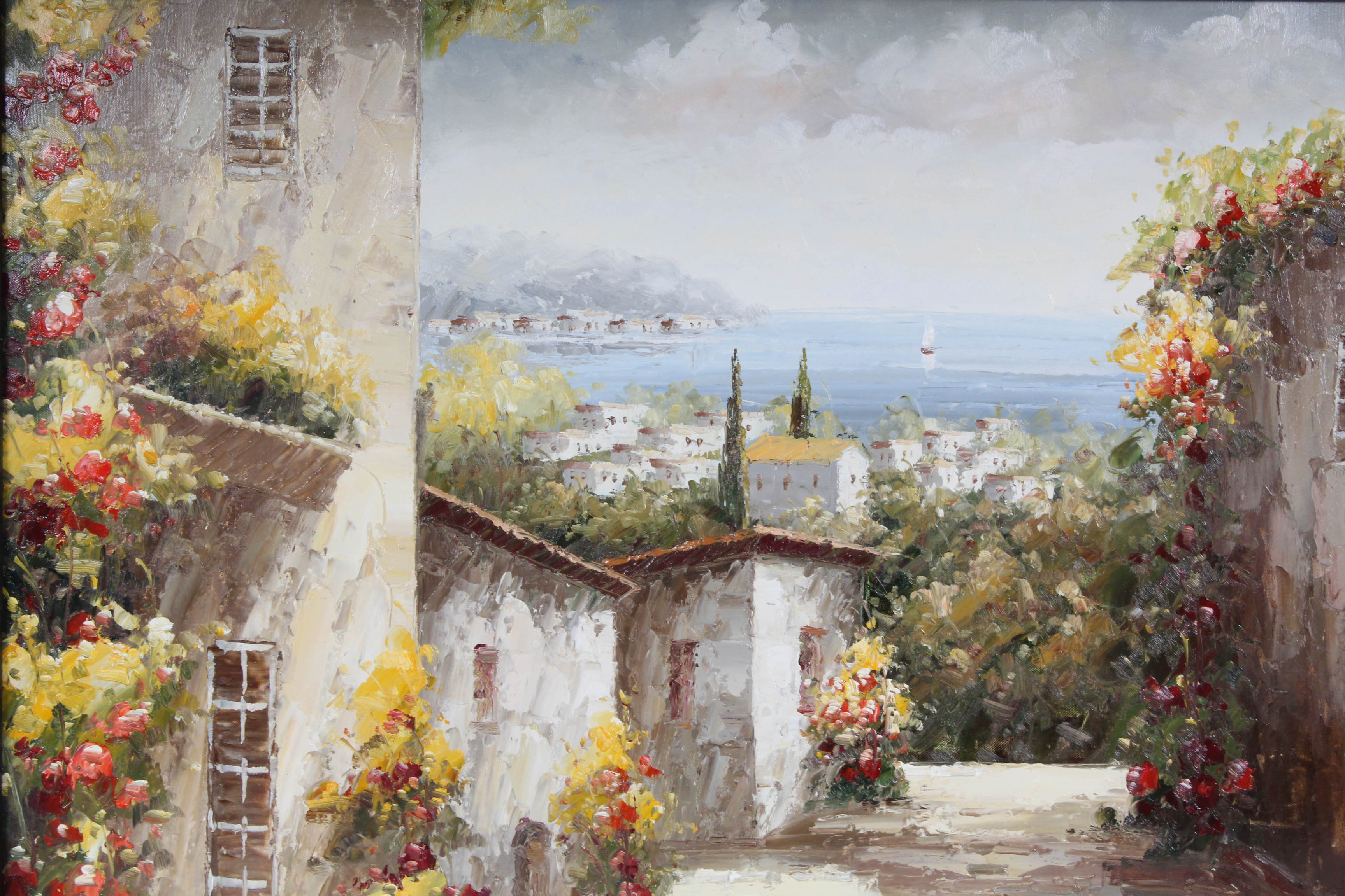 G. Dorian Oil Painting of Seaside Village