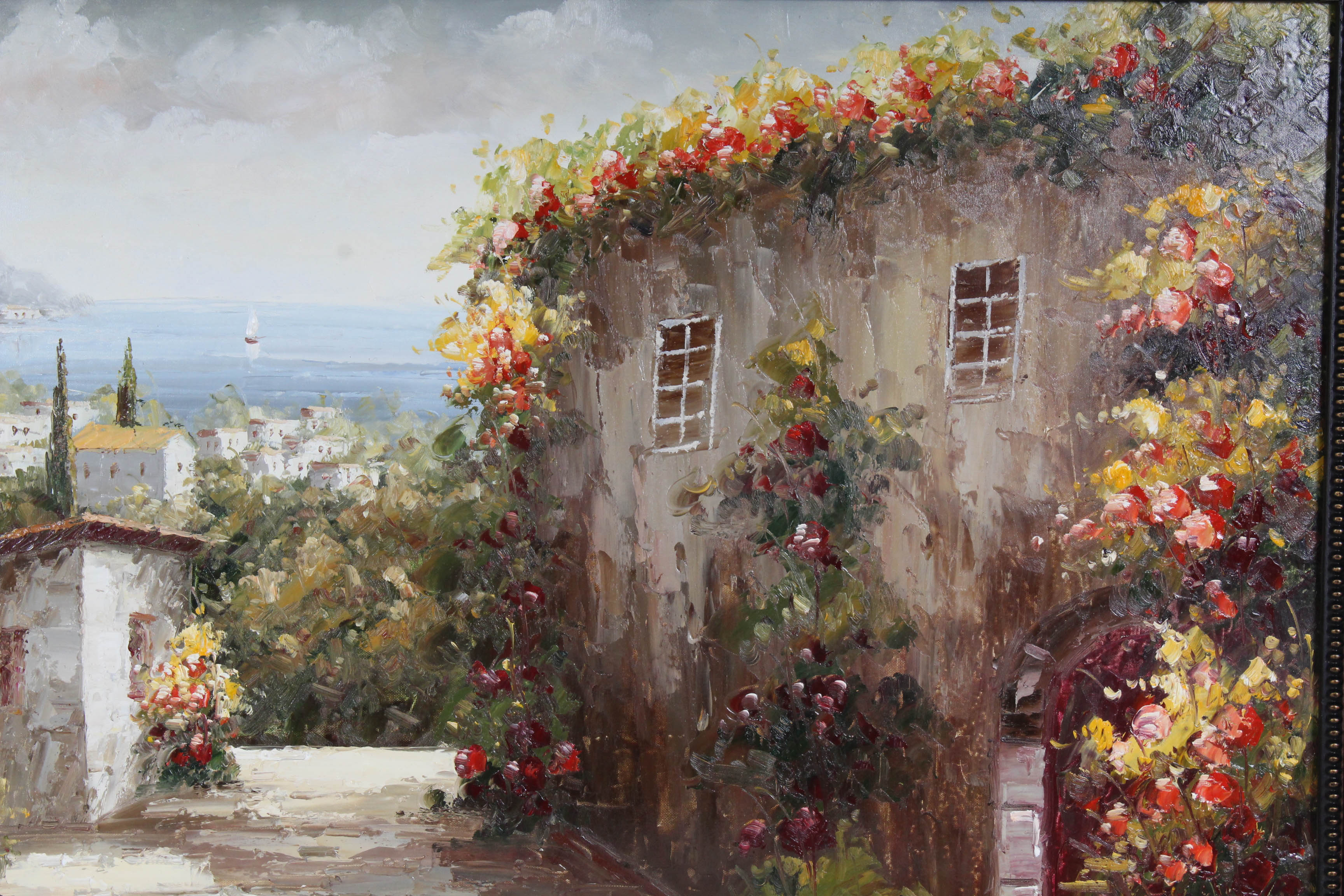 G. Dorian Oil Painting of Seaside Village