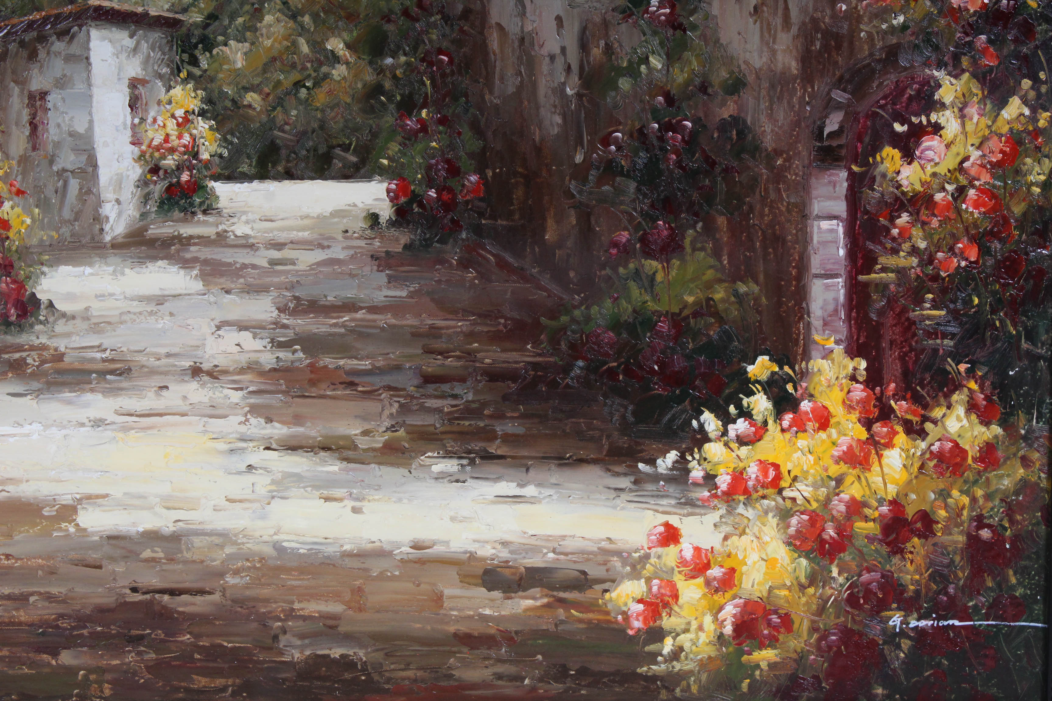 G. Dorian Oil Painting of Seaside Village