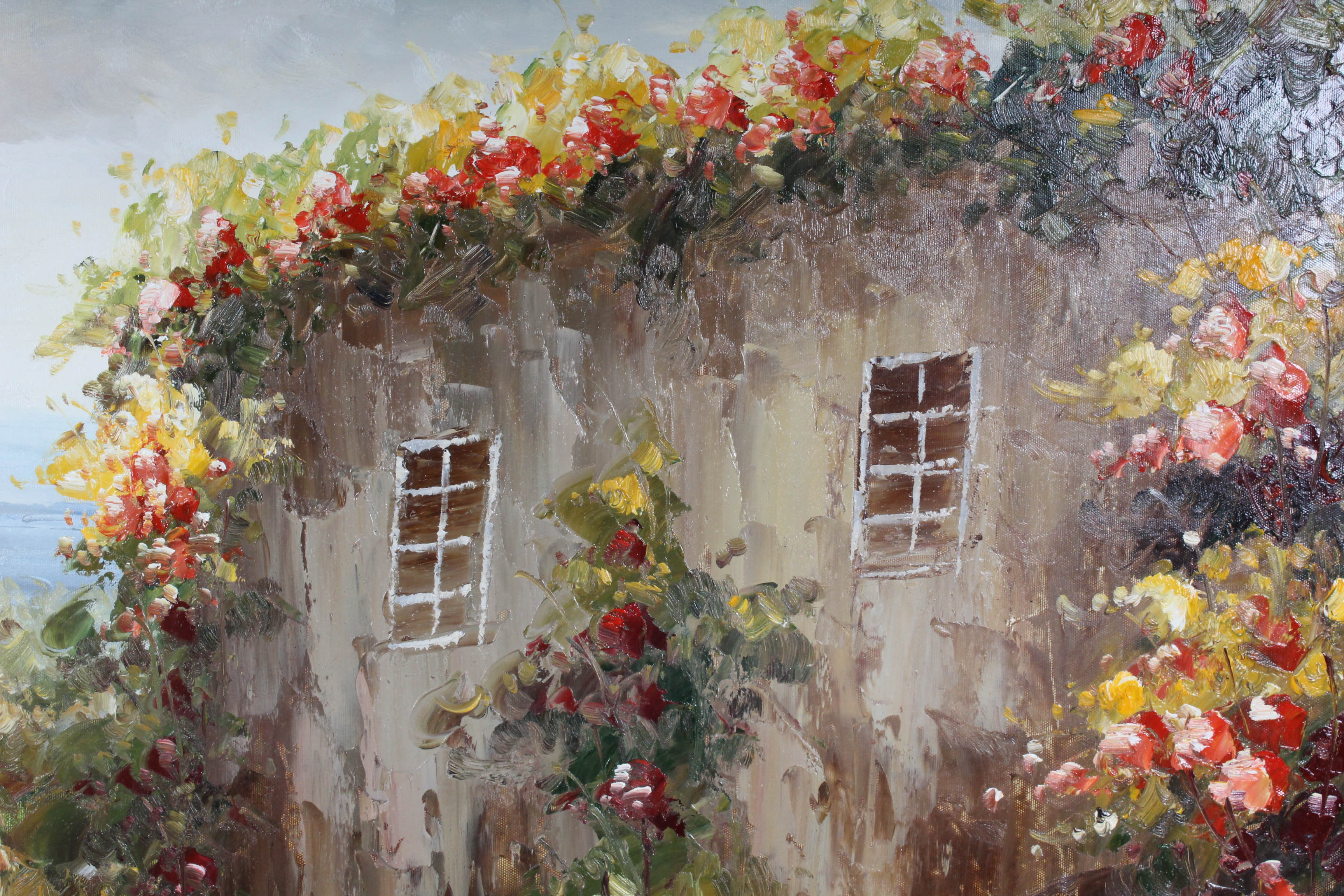 G. Dorian Oil Painting of Seaside Village