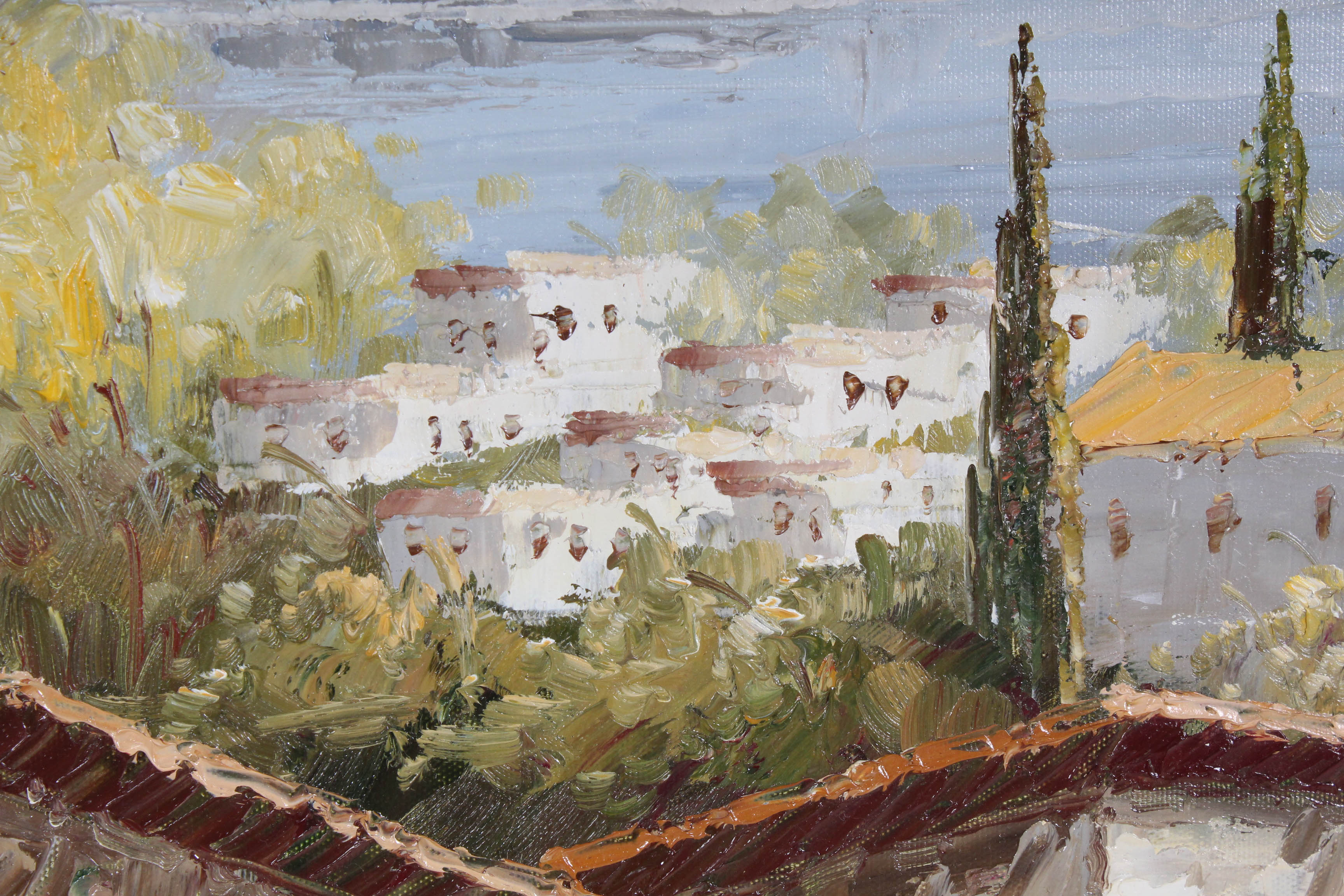 G. Dorian Oil Painting of Seaside Village