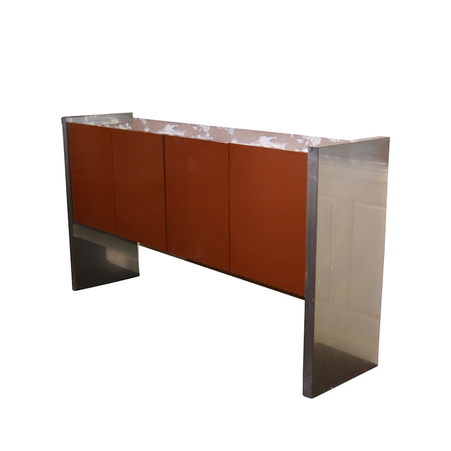 Contemporary Metal and Lacquered Wood Buffet, Mid-20th Century