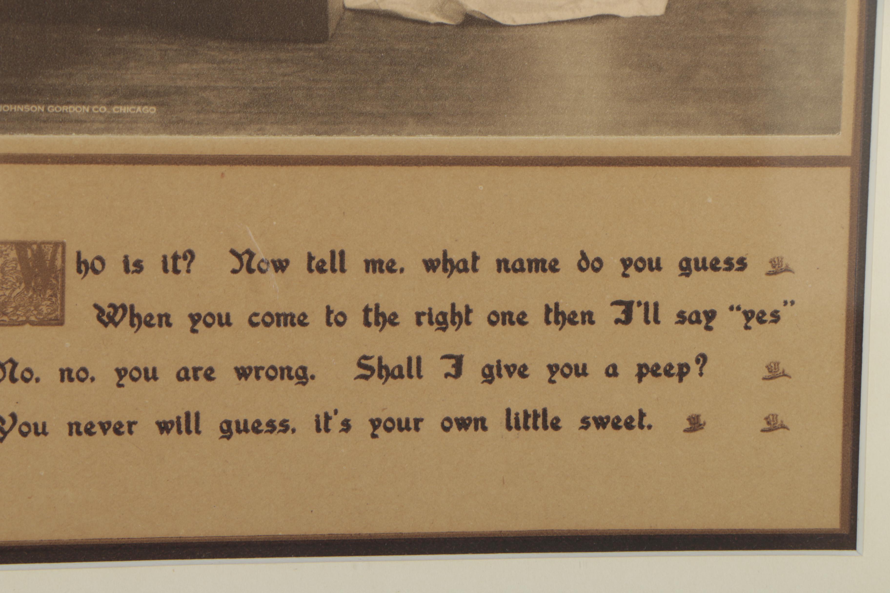 Johnson Gordon Co. Lithograph with Letterpress and Handwritten Quotes