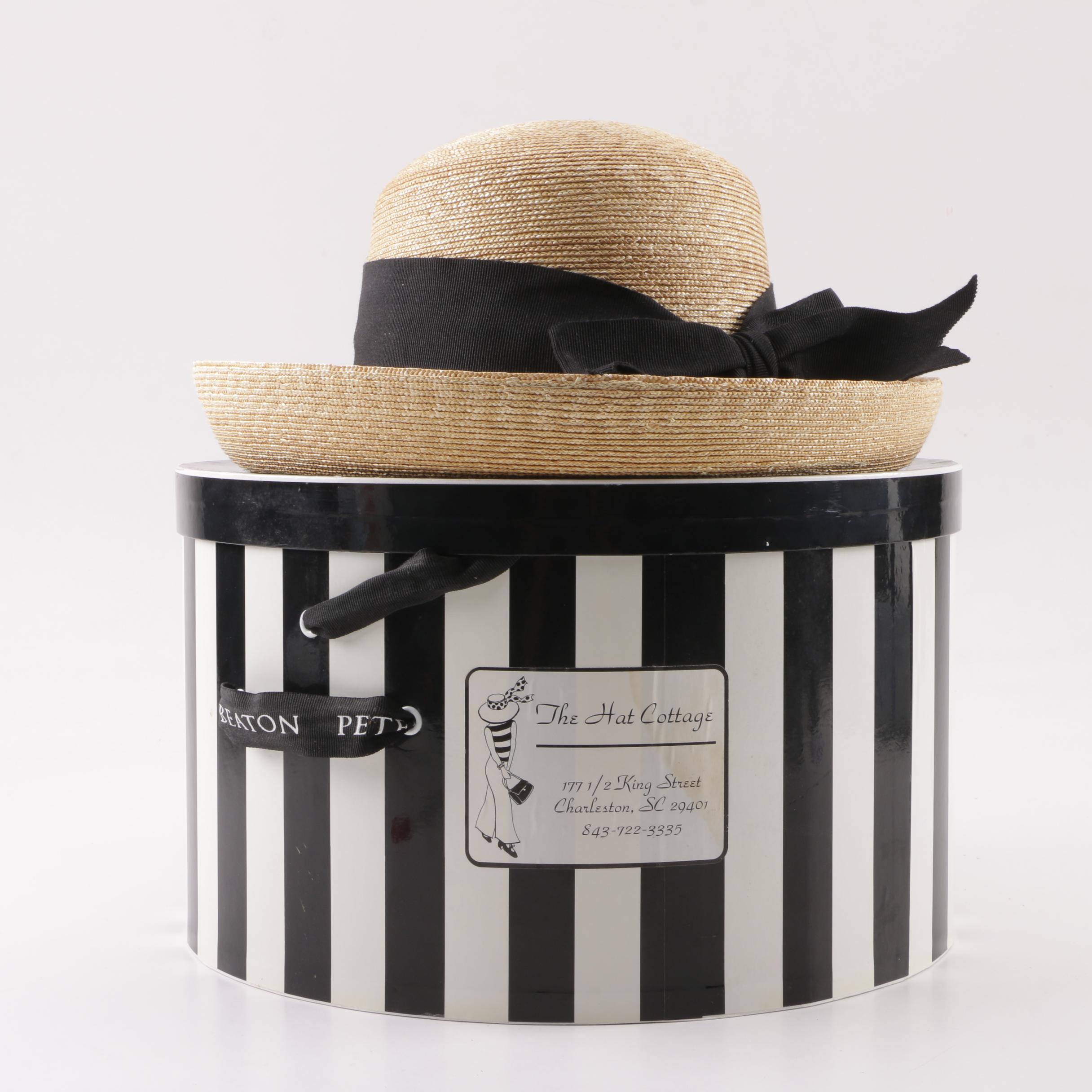 Peter Beaton of Nantucket Woven Straw Hat with Black Grosgrain Band