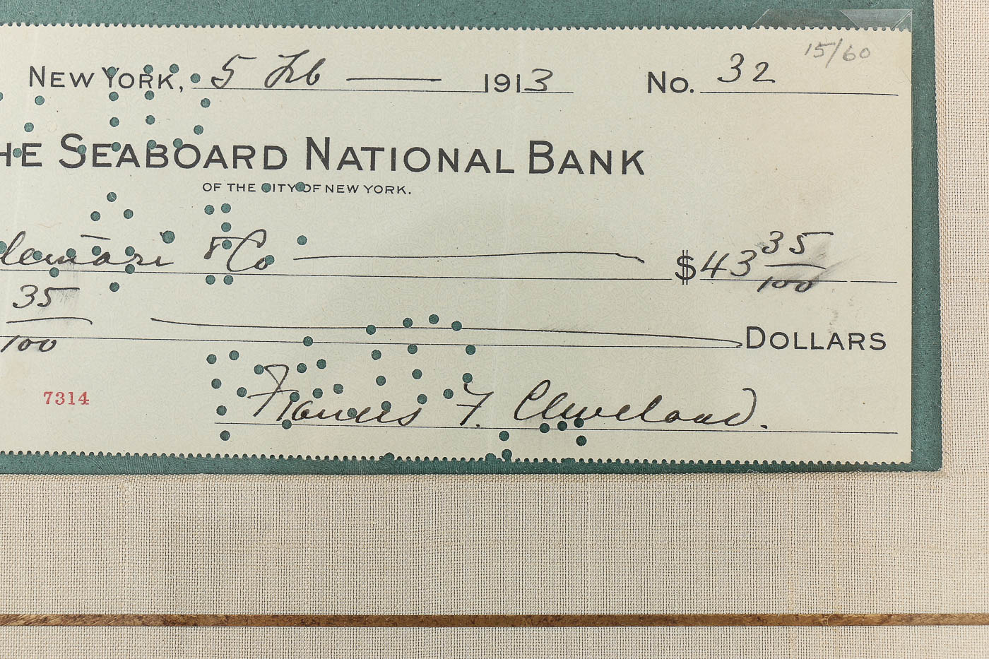 Grover Cleveland Autograph Letter Signed and Francis Cleveland Signed Check