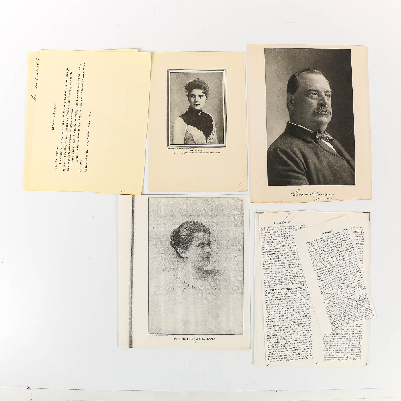 Grover Cleveland Autograph Letter Signed and Francis Cleveland Signed Check