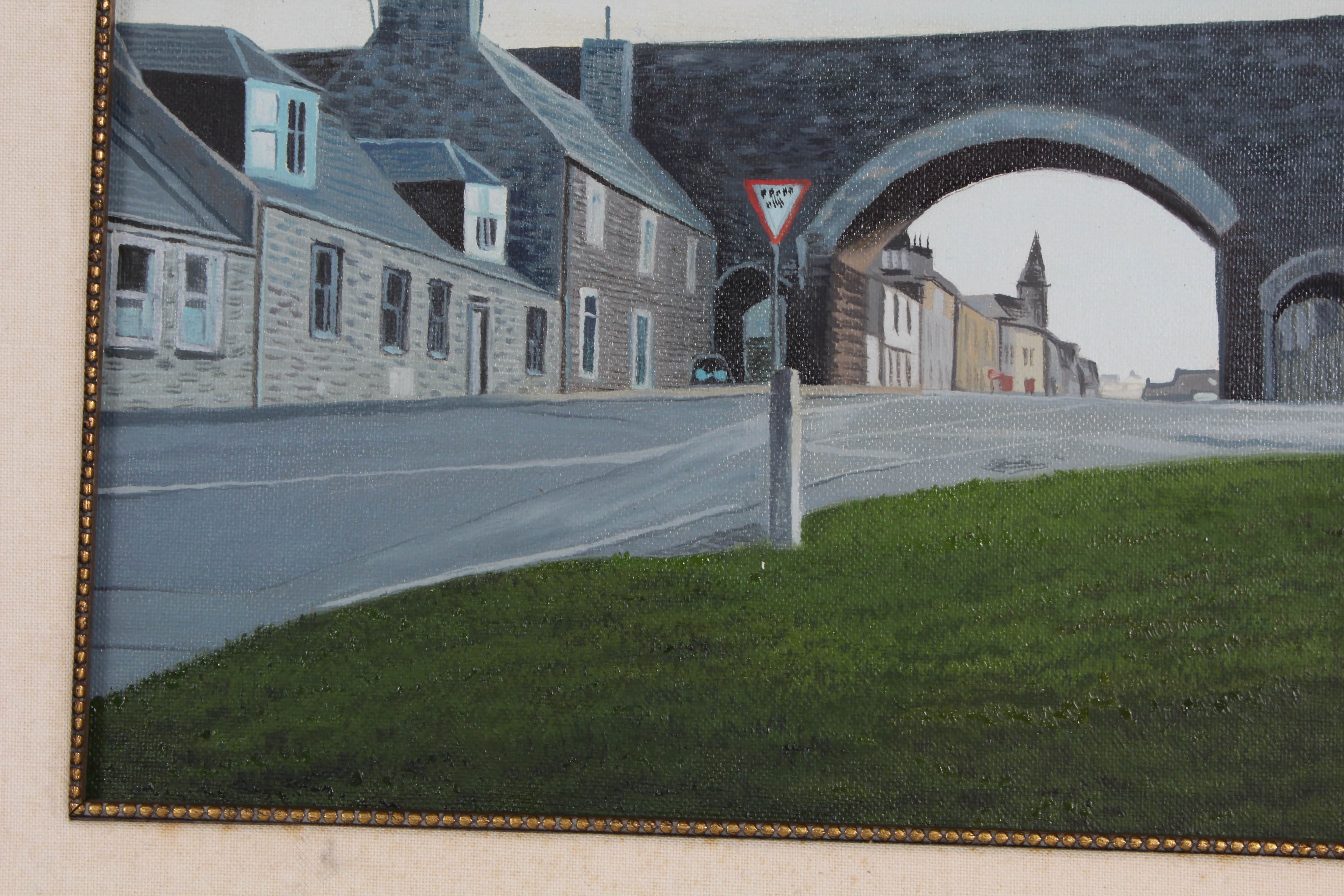 20th Century Oil Painting of European Street Scene