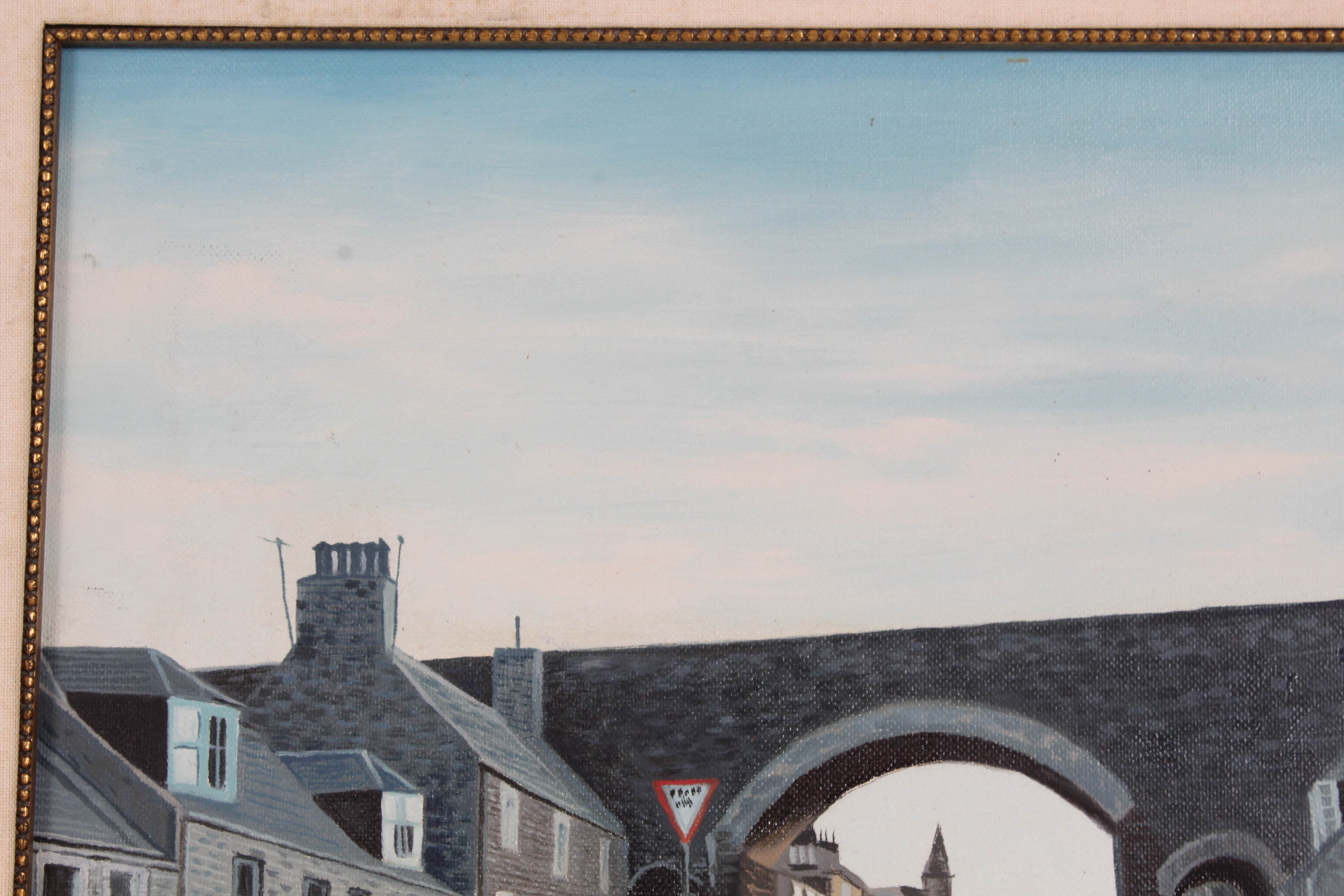 20th Century Oil Painting of European Street Scene