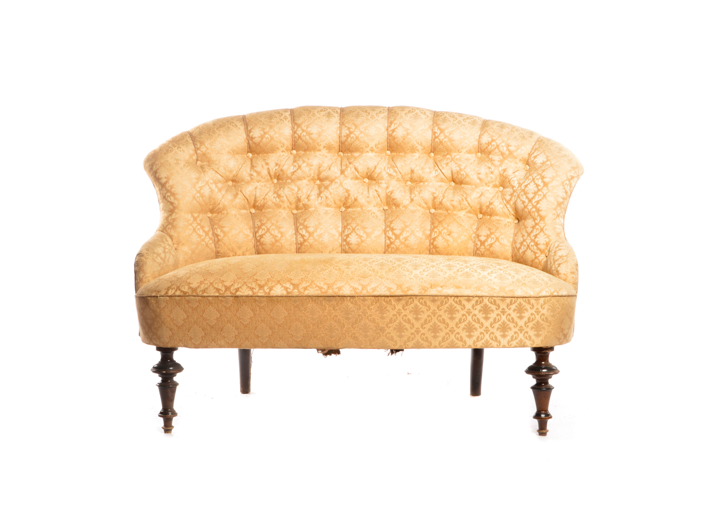 Button Tufted Armless Loveseat, 20th Century