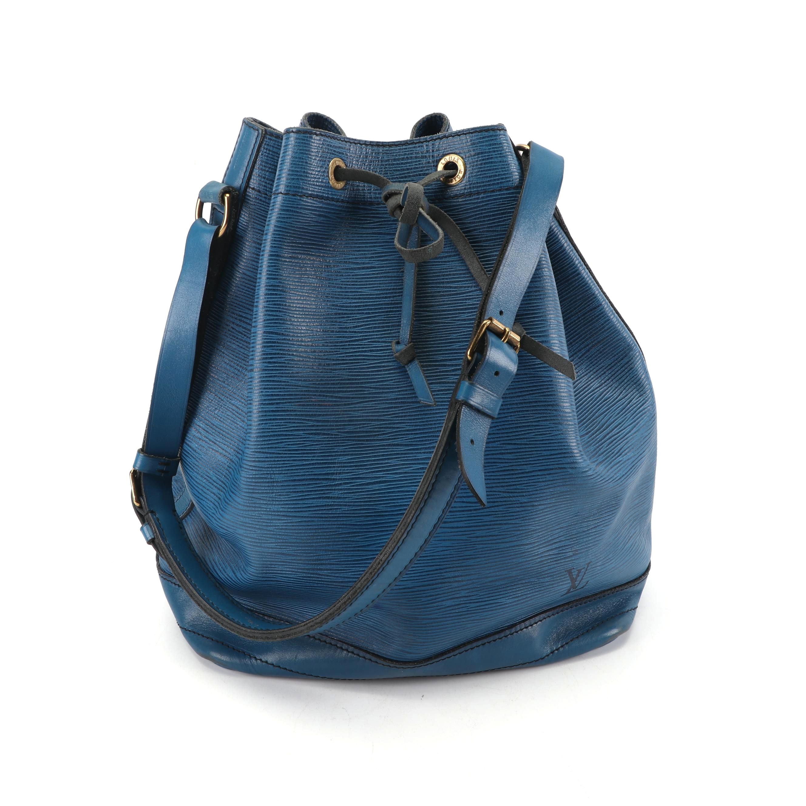 1986 Vintage Louis Vuitton of Paris Cyan Epi Leather Noe Bucket Bag