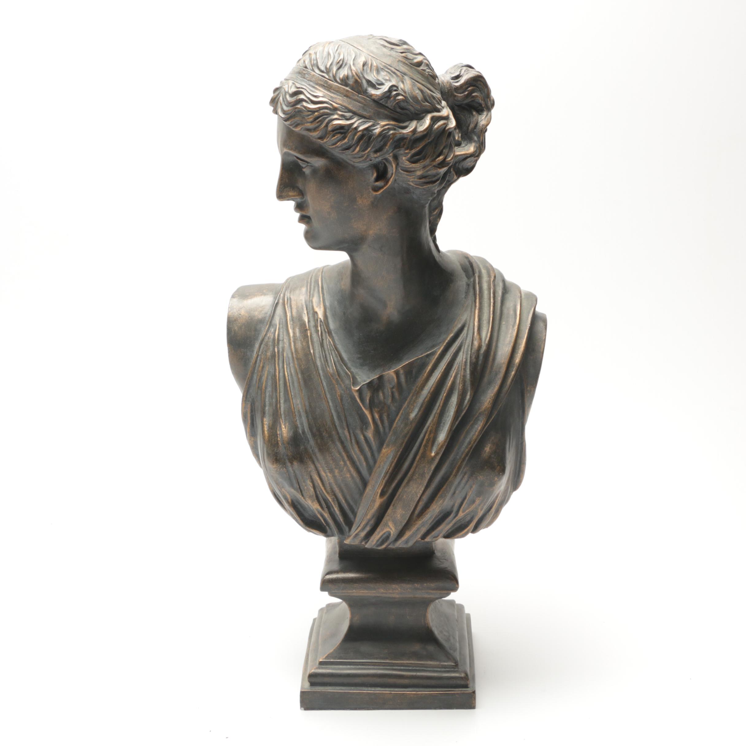 Large Contemporary Plaster Busts of Apollo and Aphrodite