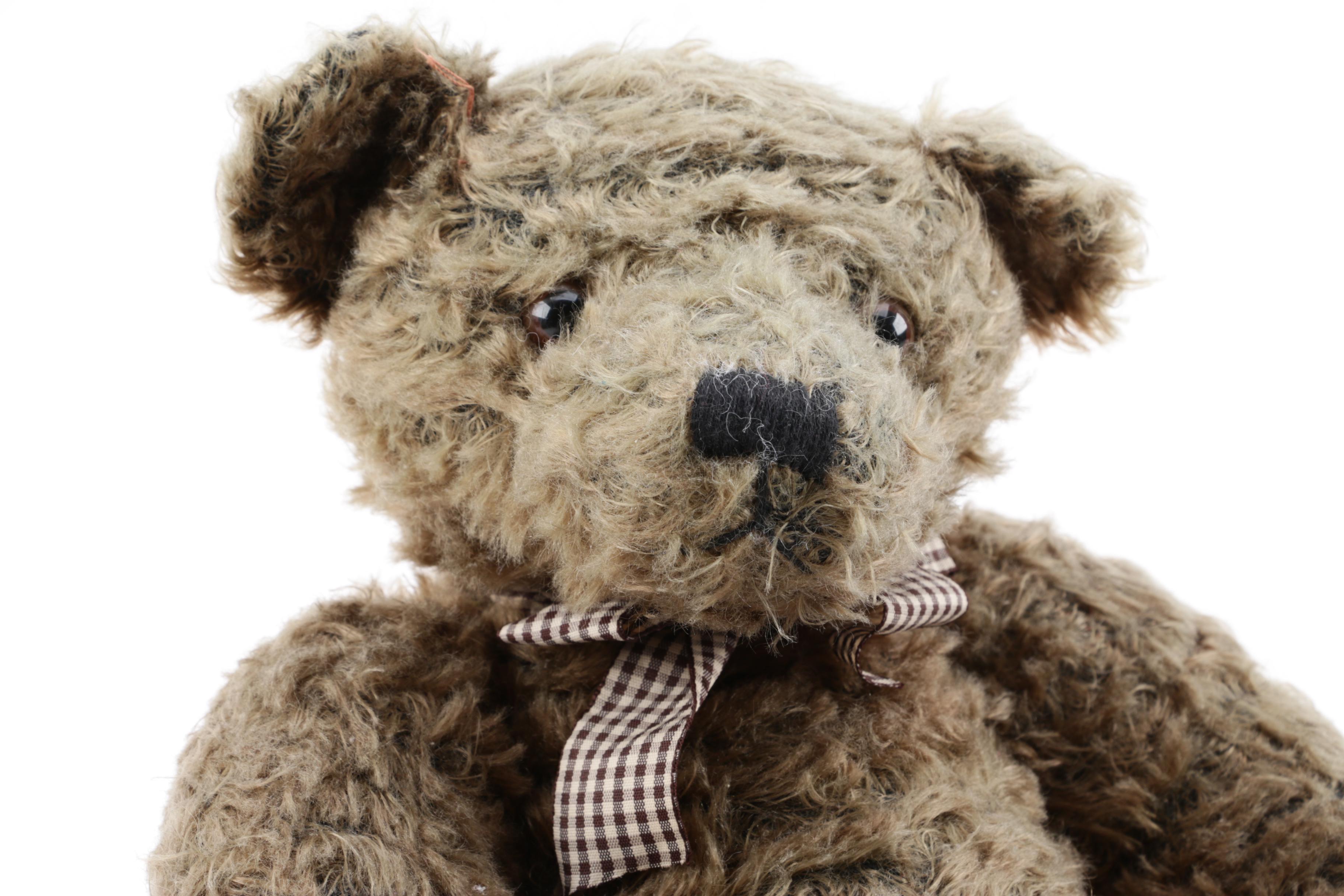 Vintage Russ Berrie & Co. Teddy Bear with Gingham Bow