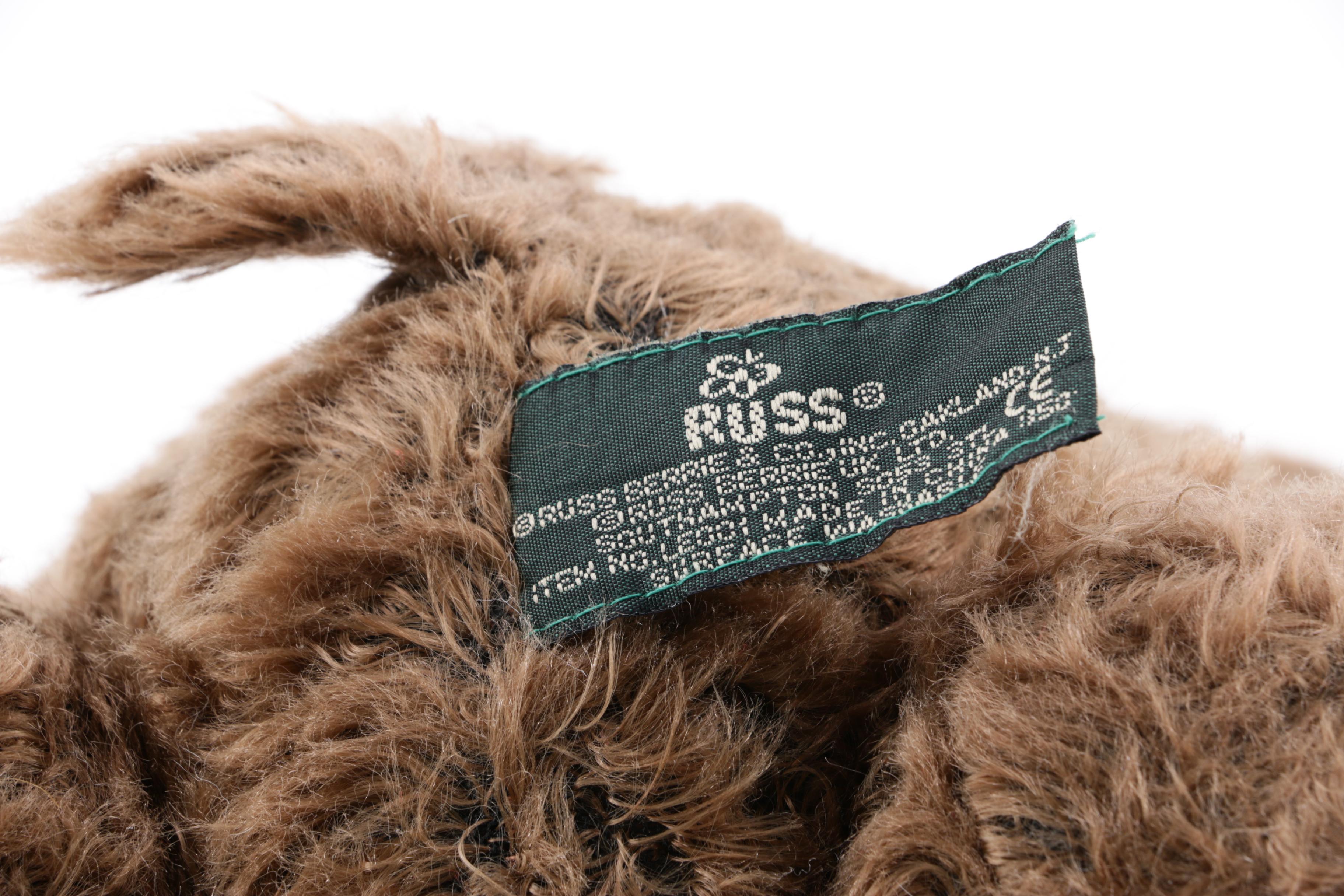 Vintage Russ Berrie & Co. Teddy Bear with Gingham Bow