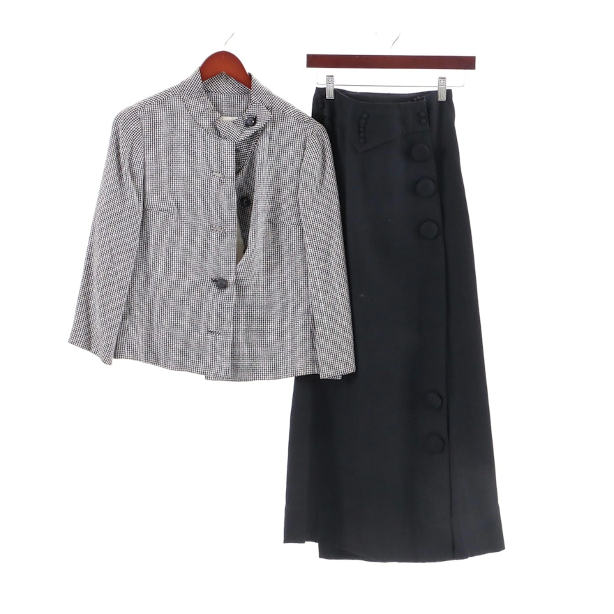 Circa 1950s Vintage Hal Leurs  Jacket and Black Skirt