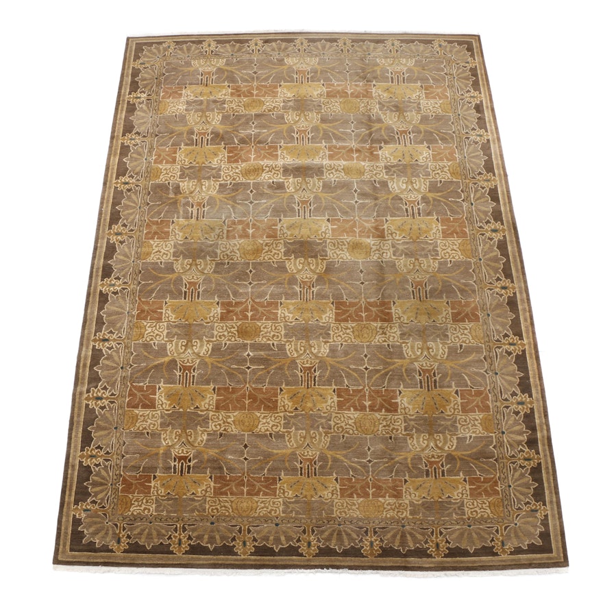 Hand-Knotted Nepalese "Mission Tree Spice" Wool Room-Size Rug