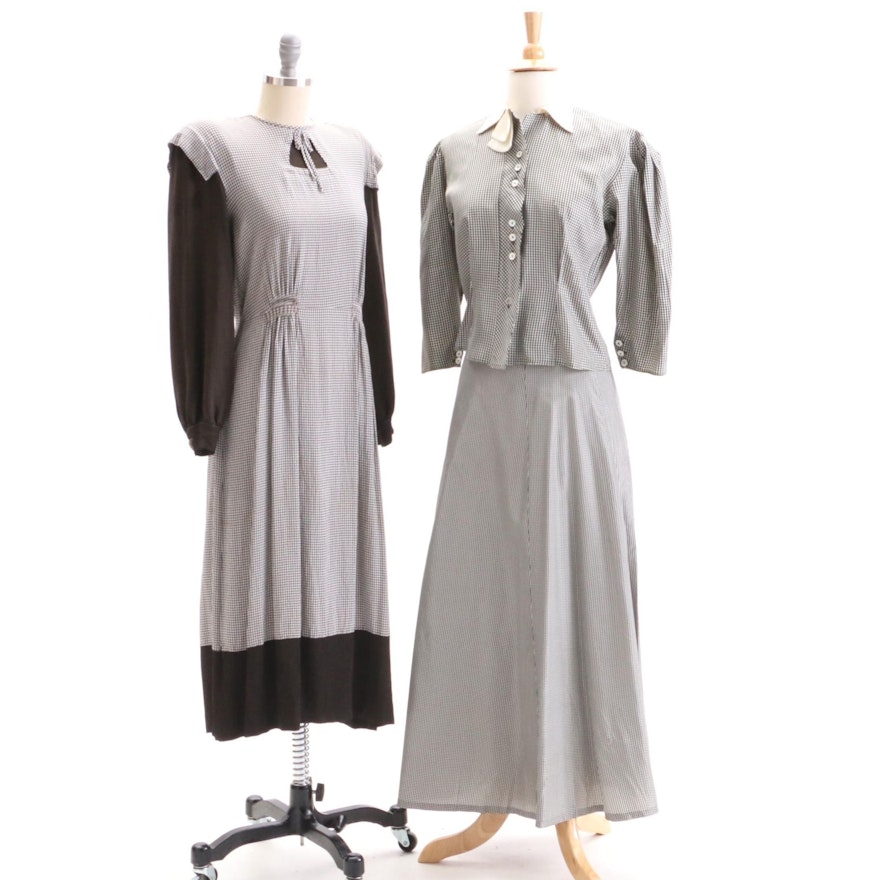Circa 1940s Vintage Gingham Pattern Clothing Separates