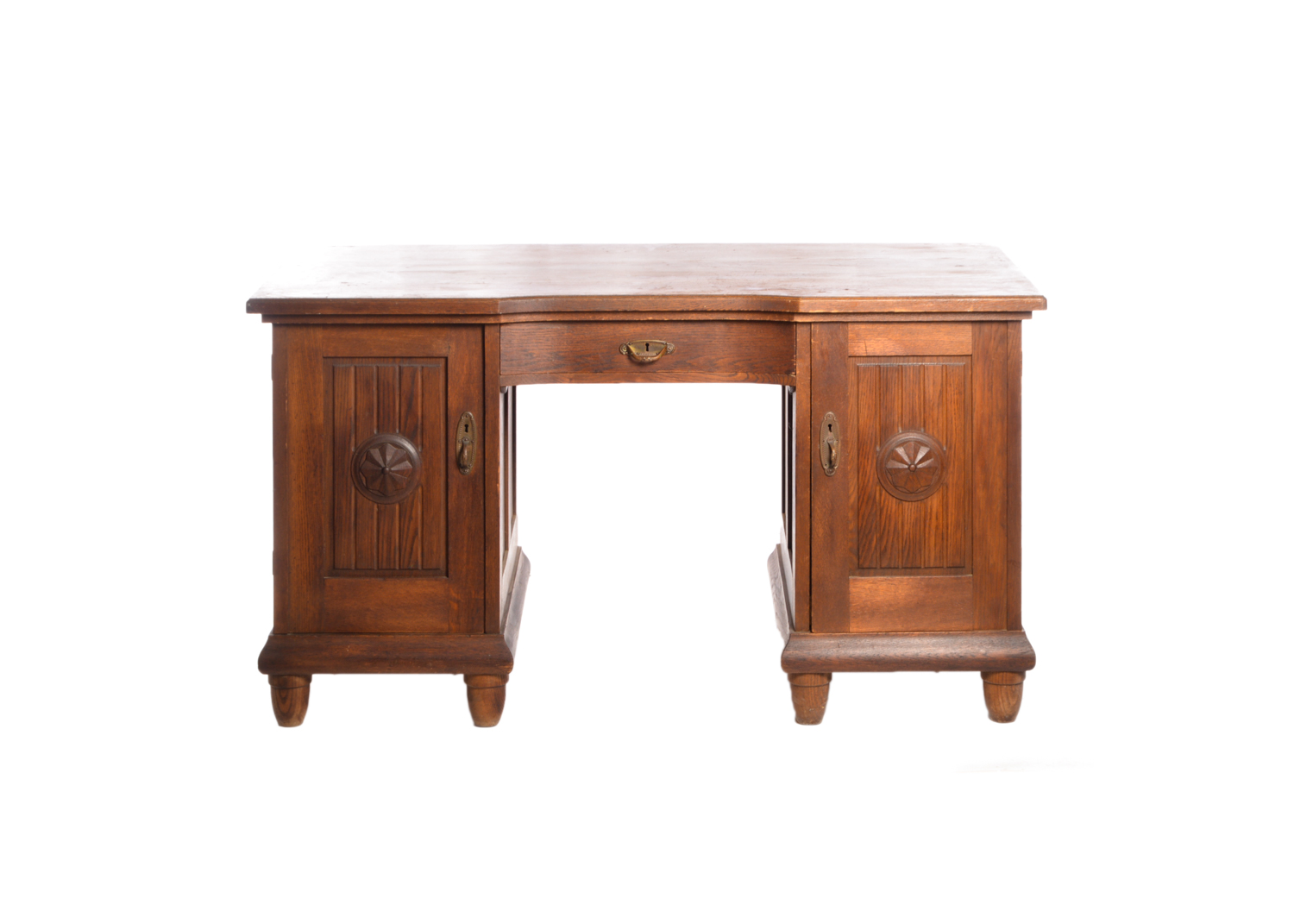 Arts and Crafts Style Oak Double Pedestal Desk, 20th Century