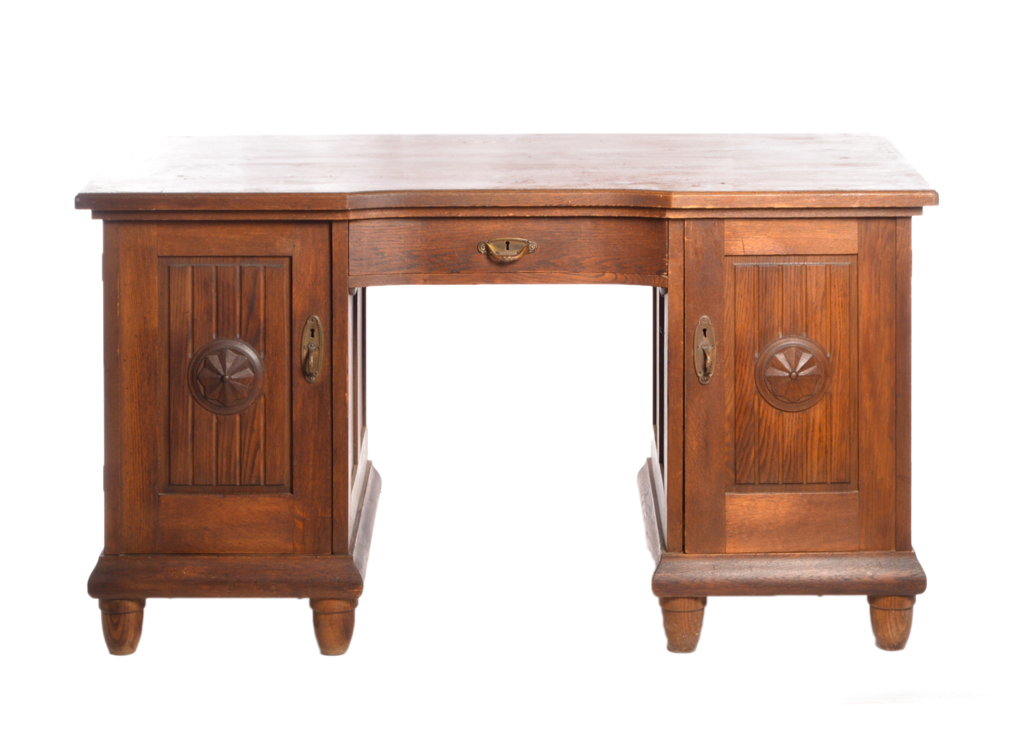 Arts and Crafts Style Oak Double Pedestal Desk, 20th Century
