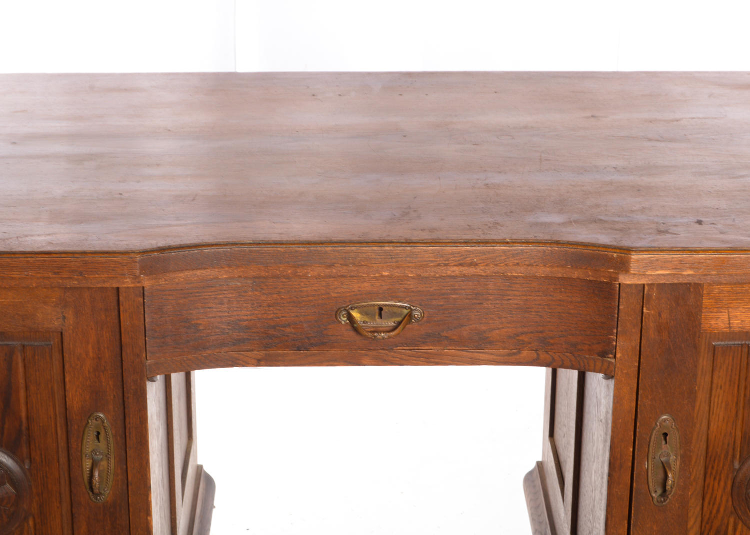 Arts and Crafts Style Oak Double Pedestal Desk, 20th Century