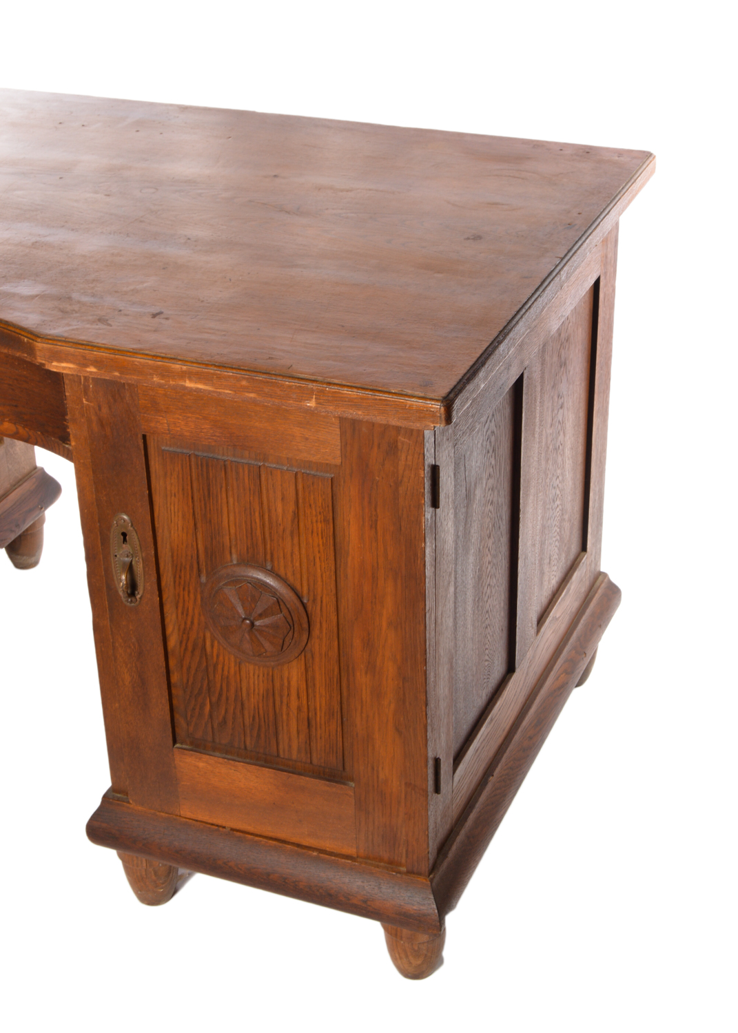 Arts and Crafts Style Oak Double Pedestal Desk, 20th Century
