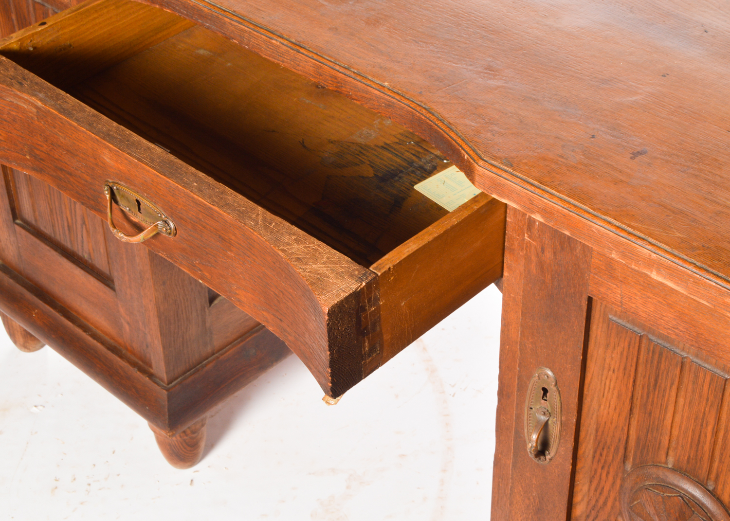 Arts and Crafts Style Oak Double Pedestal Desk, 20th Century