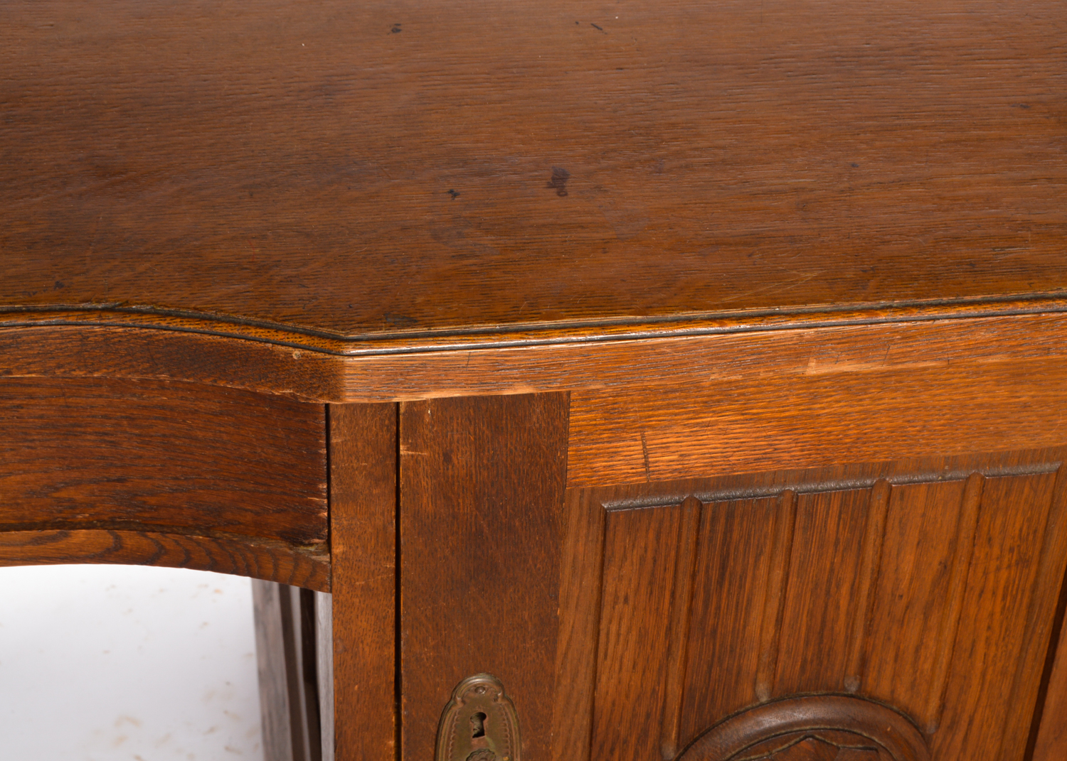 Arts and Crafts Style Oak Double Pedestal Desk, 20th Century