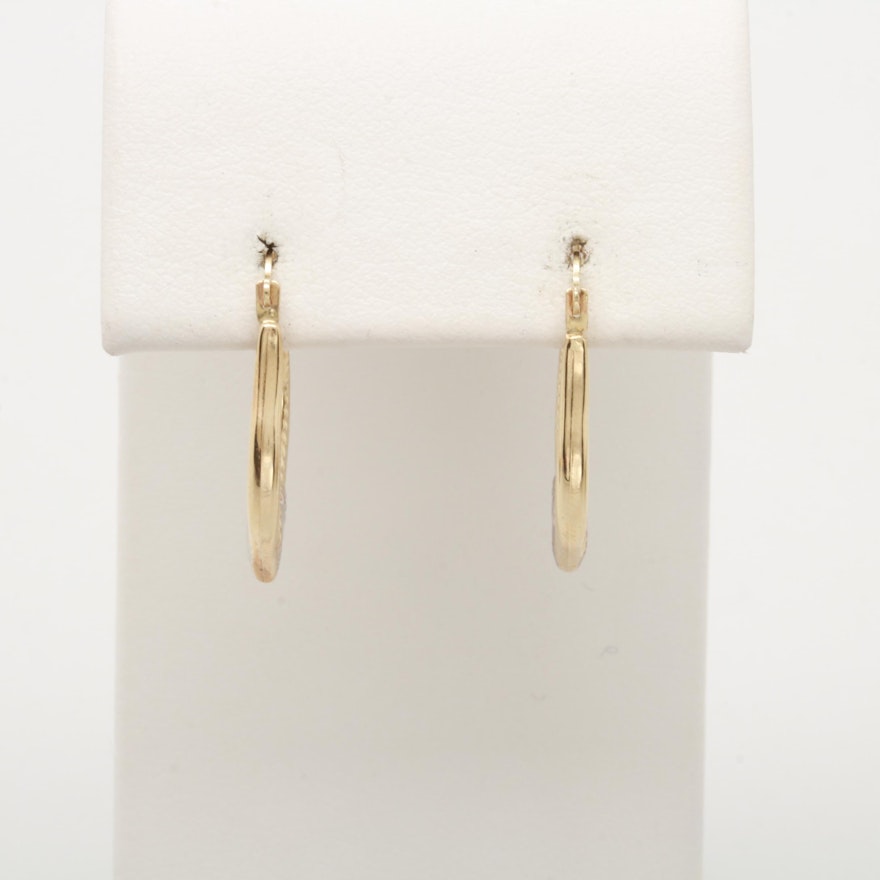 14K Yellow Gold Earrings with White Gold Accents