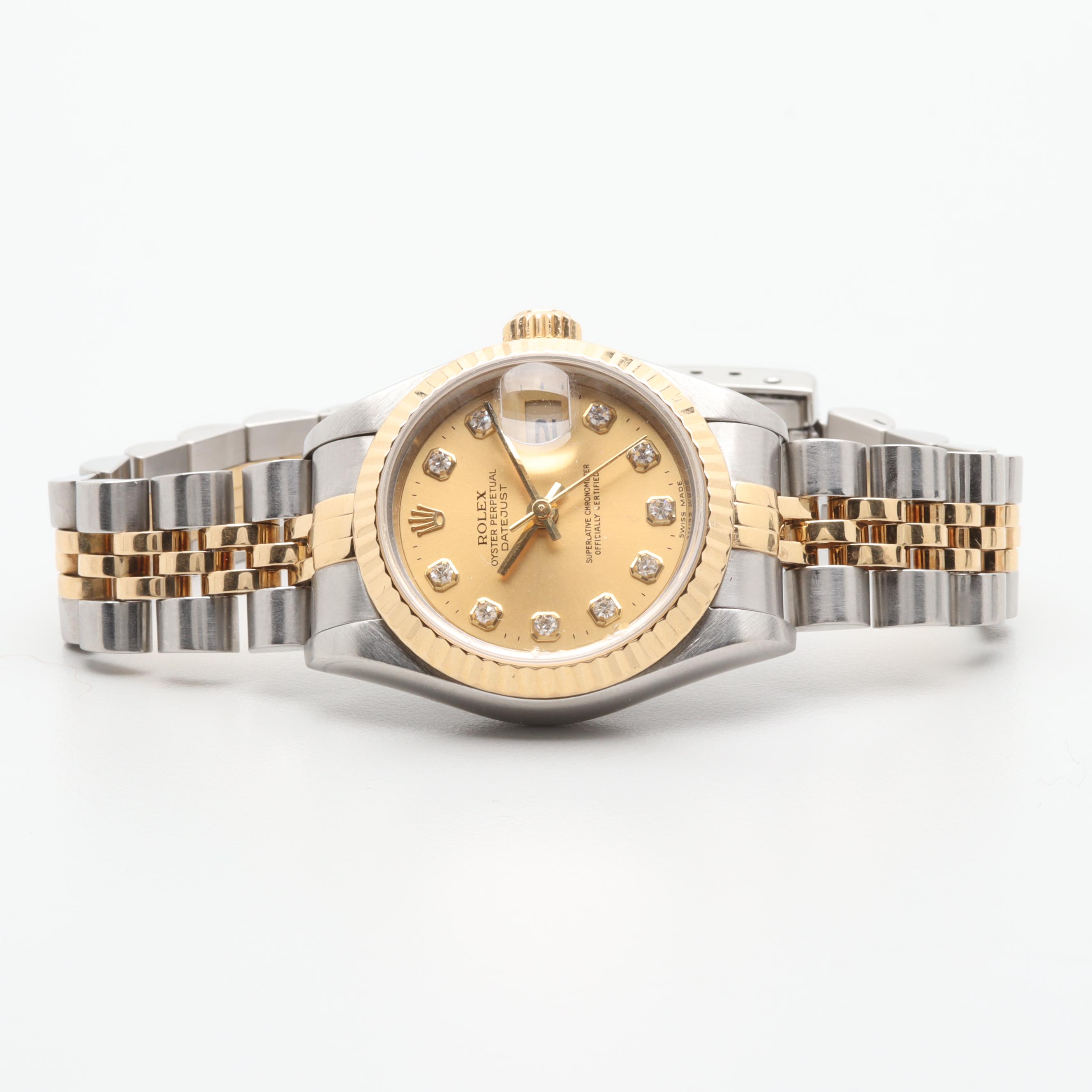 Circa 1994 Rolex 18K Yellow Gold and Stainless Steel Diamond Watch