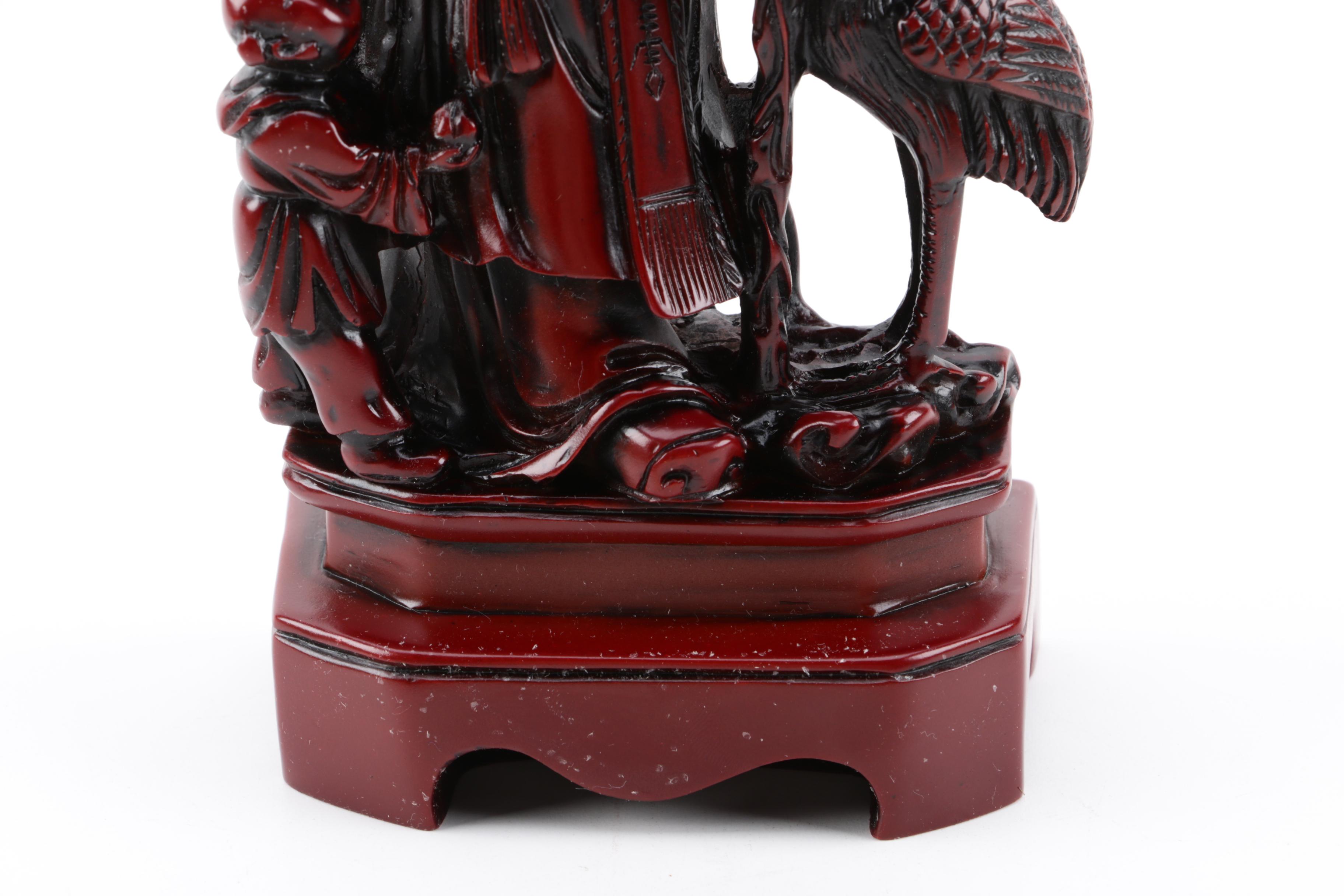 Chinese Sou Shan Stone Ware God of Longevity Resin Figurine
