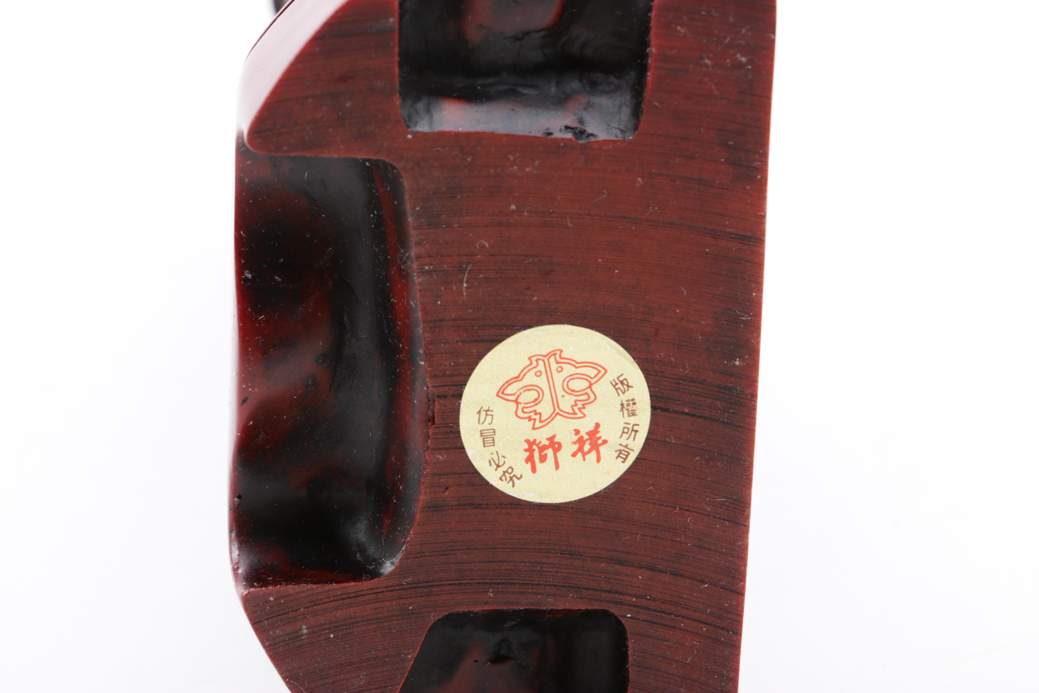 Chinese Sou Shan Stone Ware God of Longevity Resin Figurine