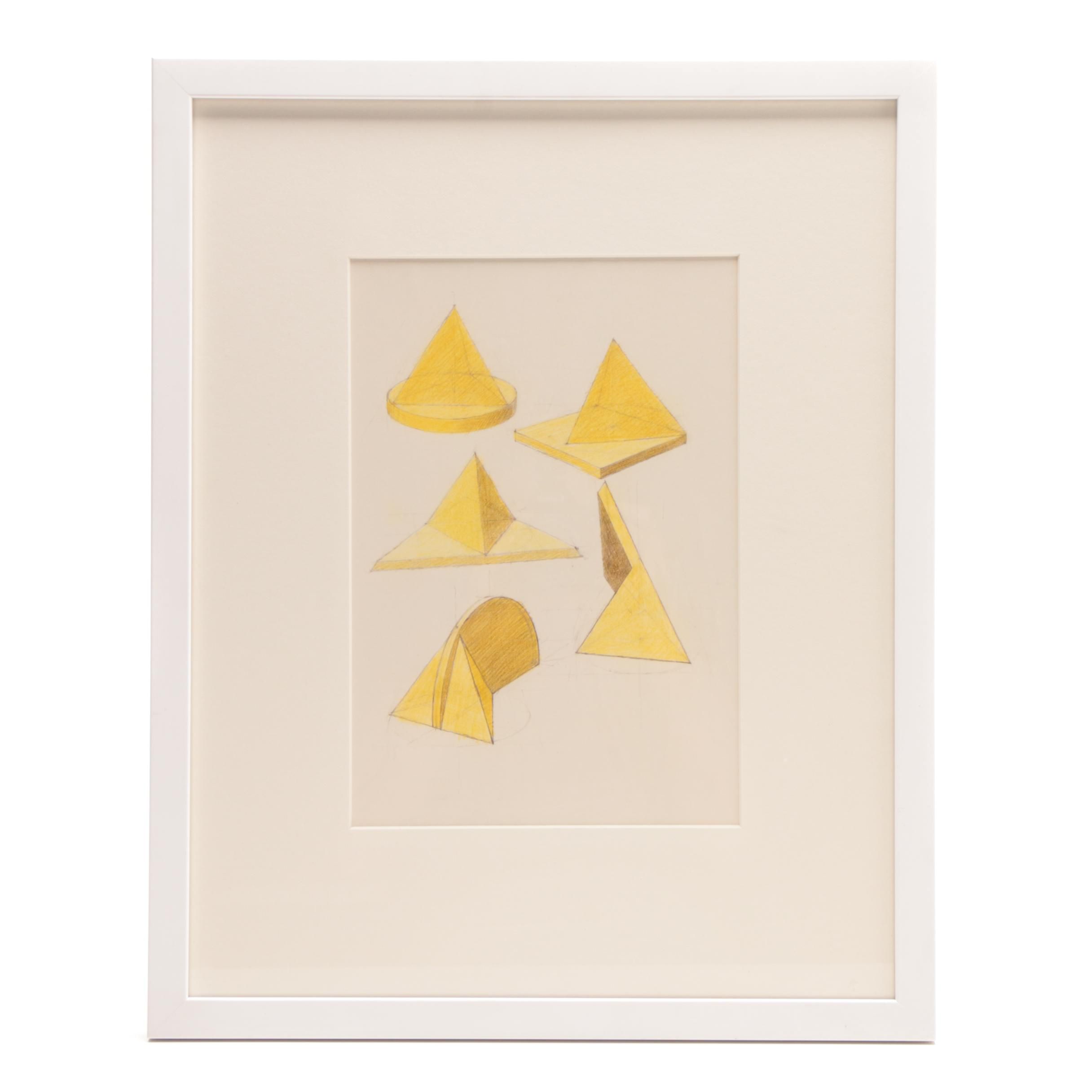 Derrick James Woodham Colored Pencil Drawing "Yellow II (Sculpture Study)"