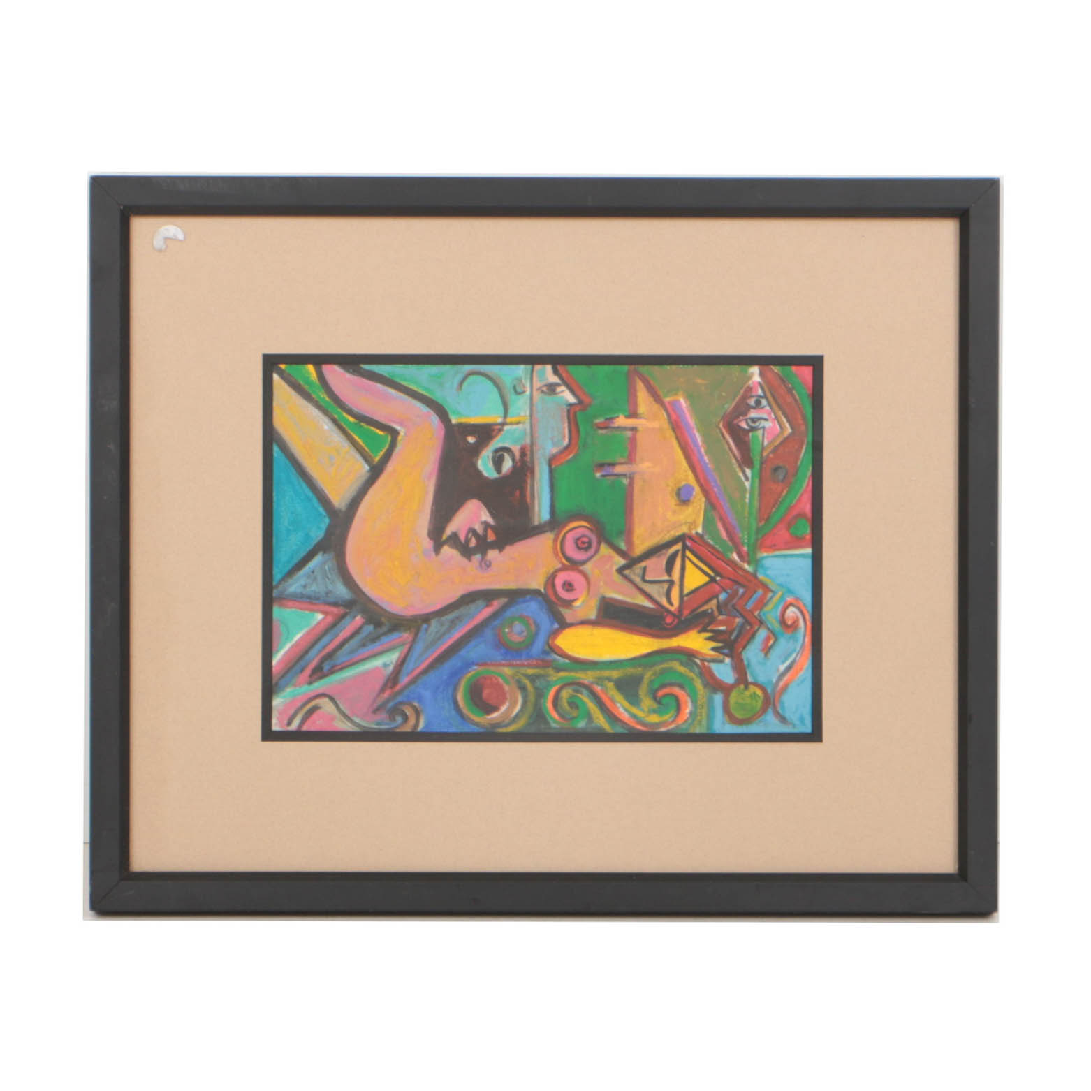 Late 20th Century Abstract Figural Pastel Drawing