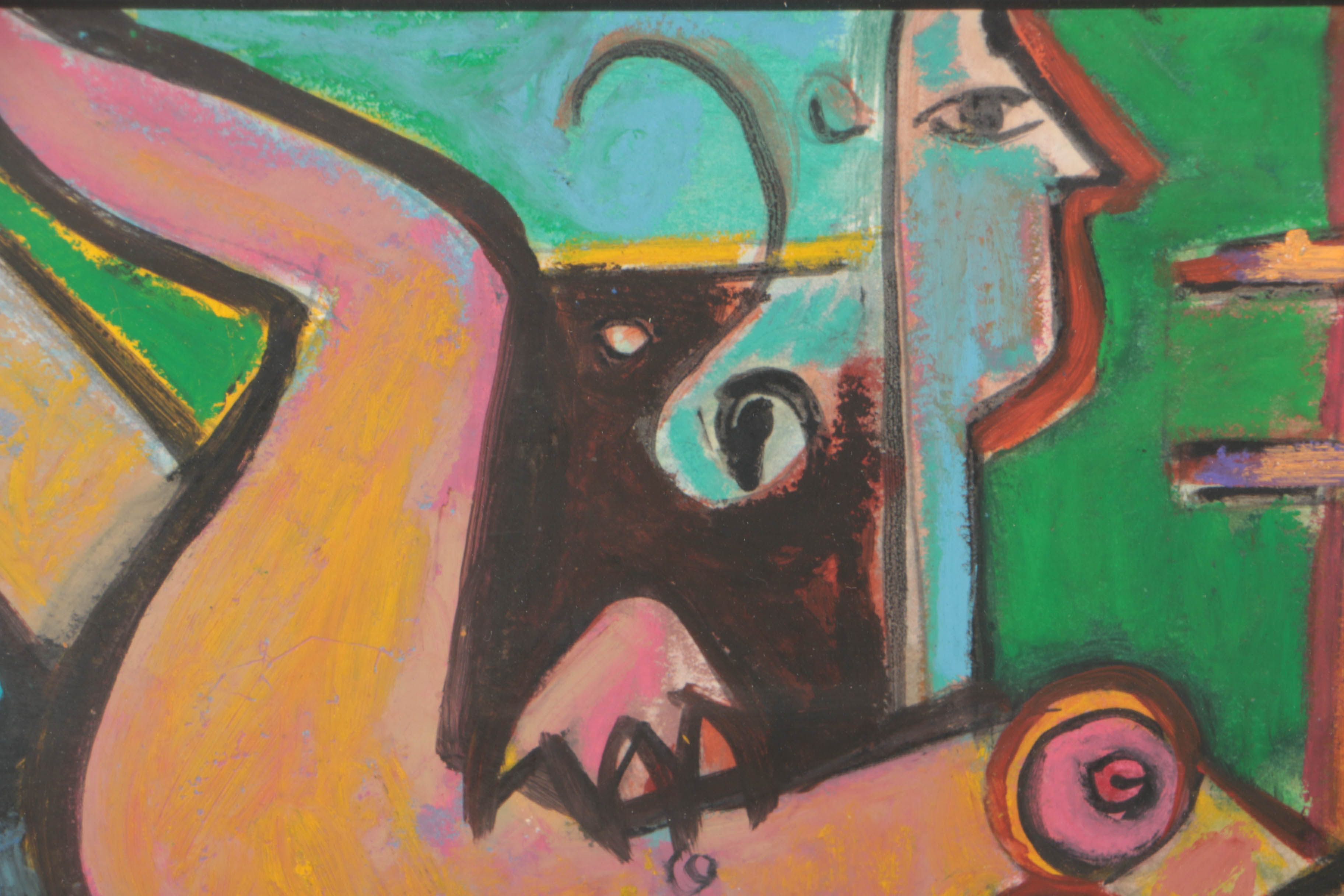 Late 20th Century Abstract Figural Pastel Drawing