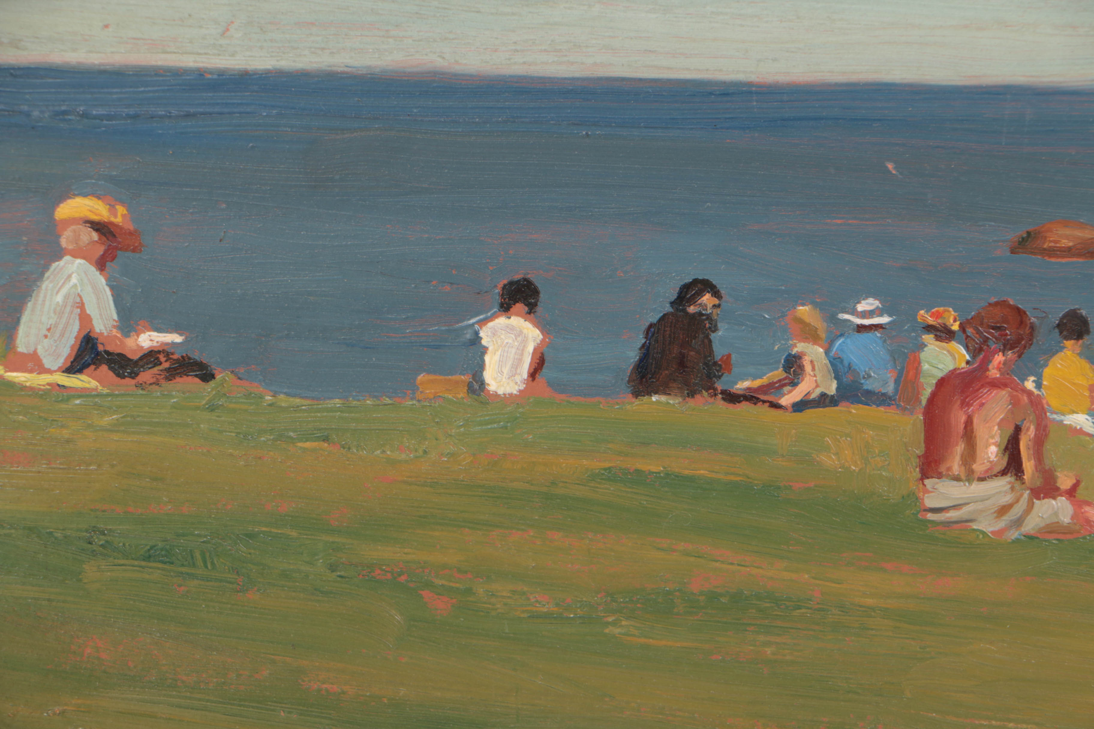 Edmond J. Fitzgerald Oil on Board "Art Class in Maine"