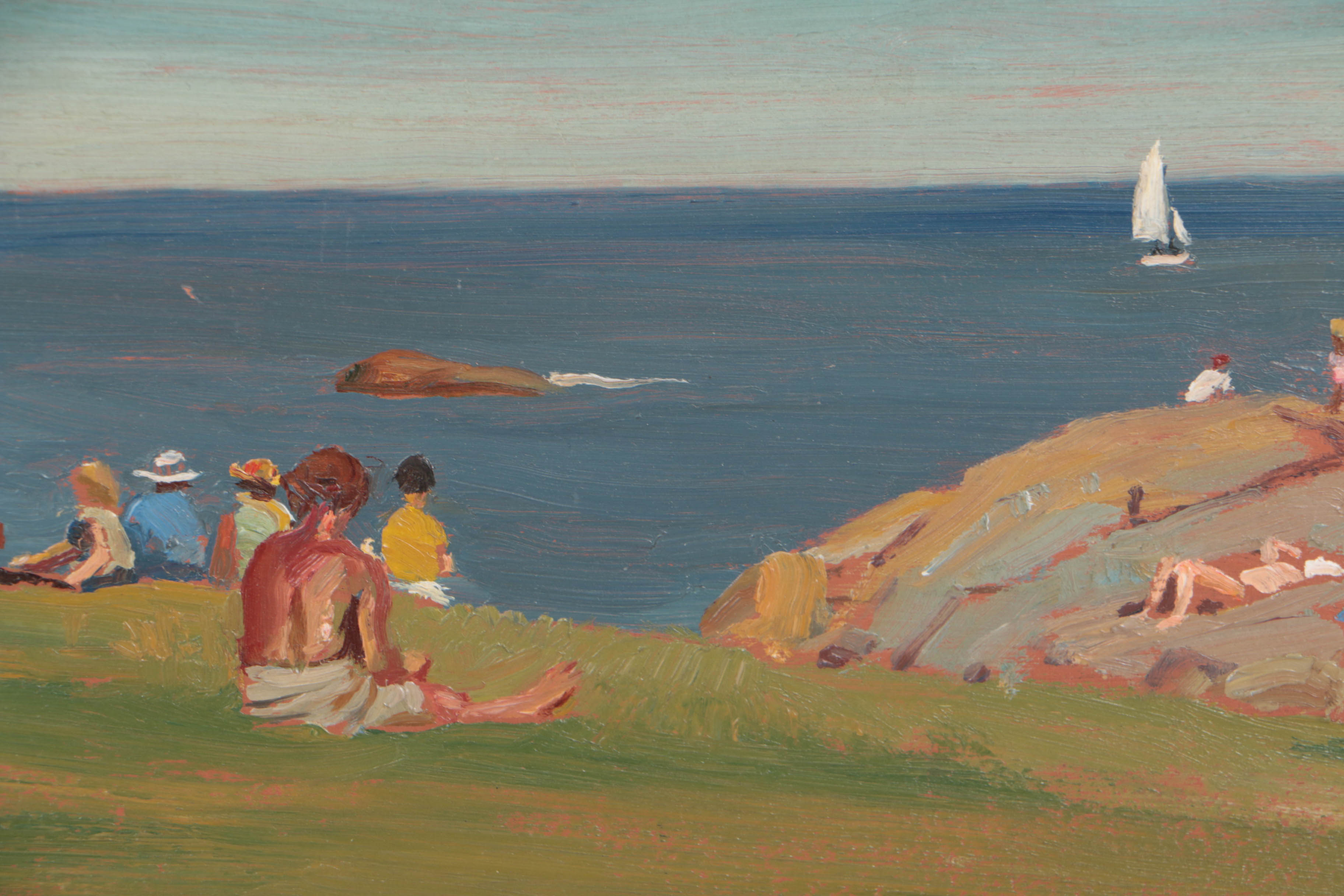 Edmond J. Fitzgerald Oil on Board "Art Class in Maine"