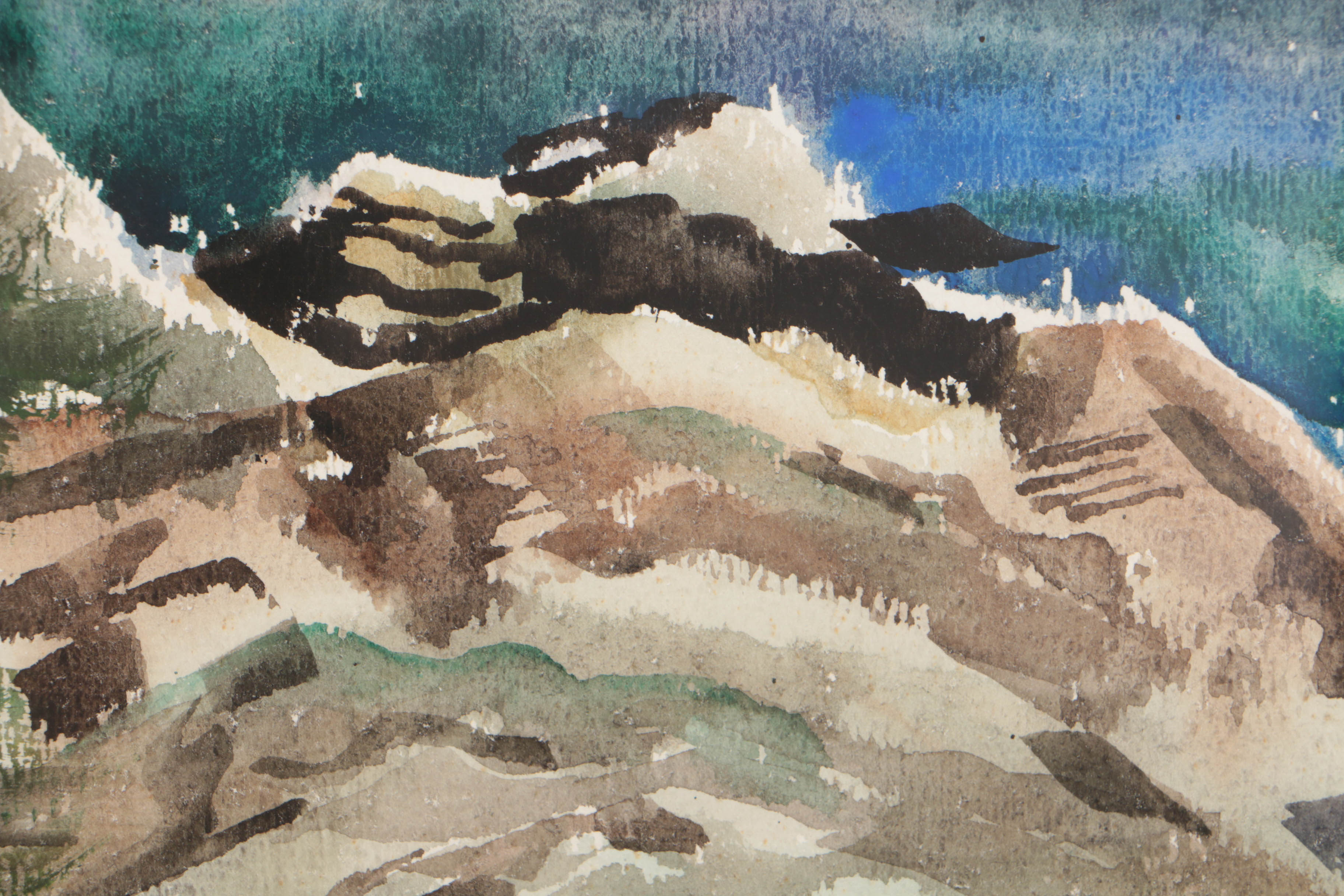 Carl Zimmerman Watercolor on Paper Rocky Coastal Scene