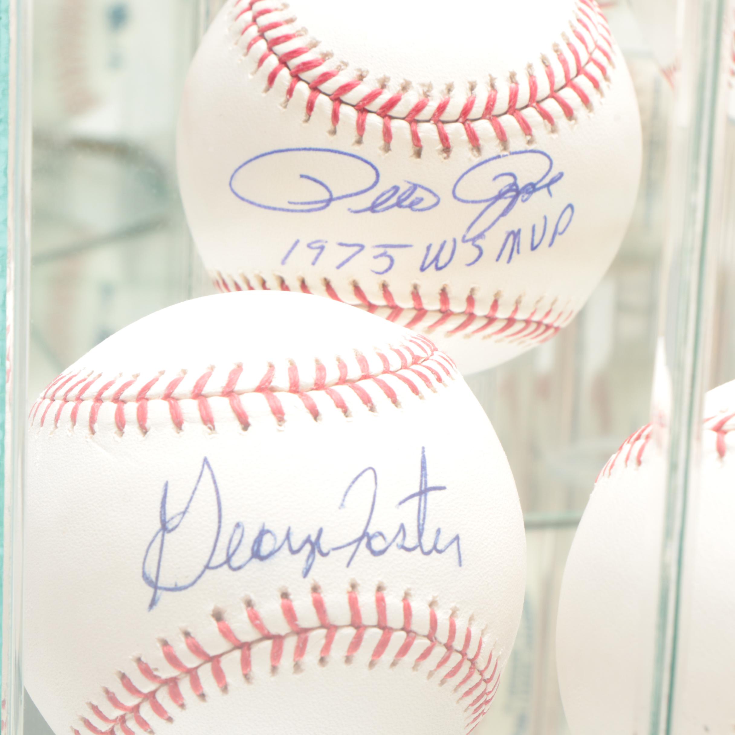 Reds Great "8" Single Singed Baseballs with Case  COAs