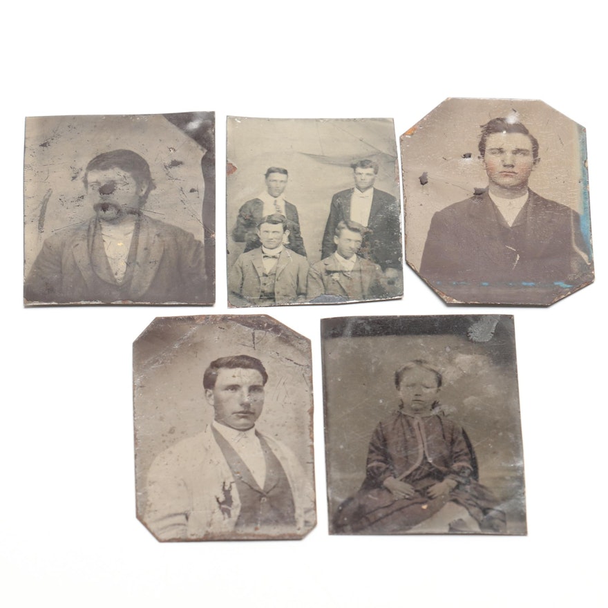 Group of Five 19th Century Tintypes