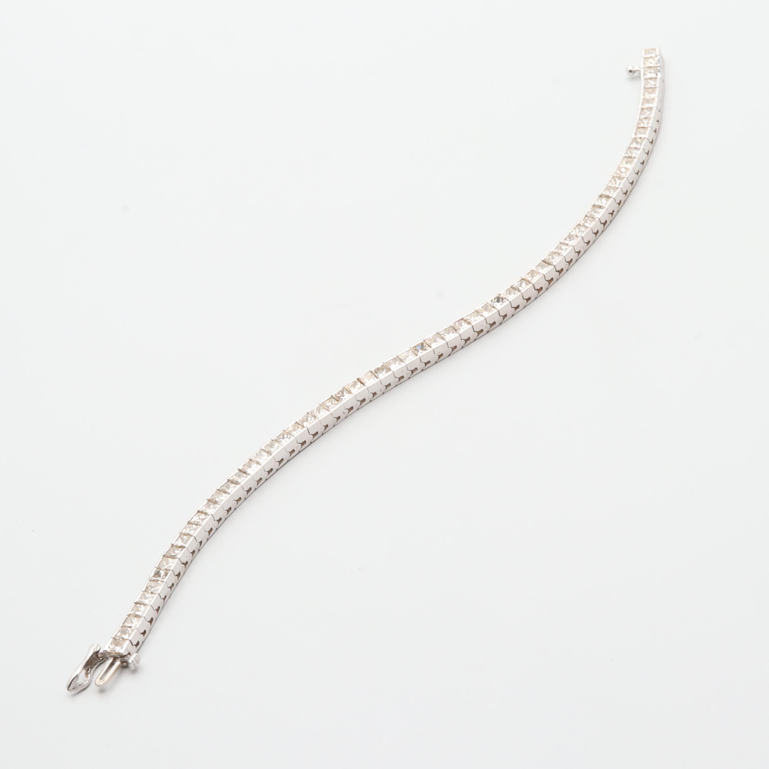 14K White Gold 9.45 CTW Diamond Tennis Bracelet