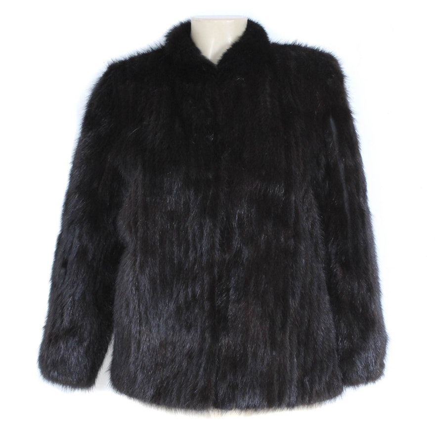 Graggs Dyed Black Corded Mink Fur Jacket