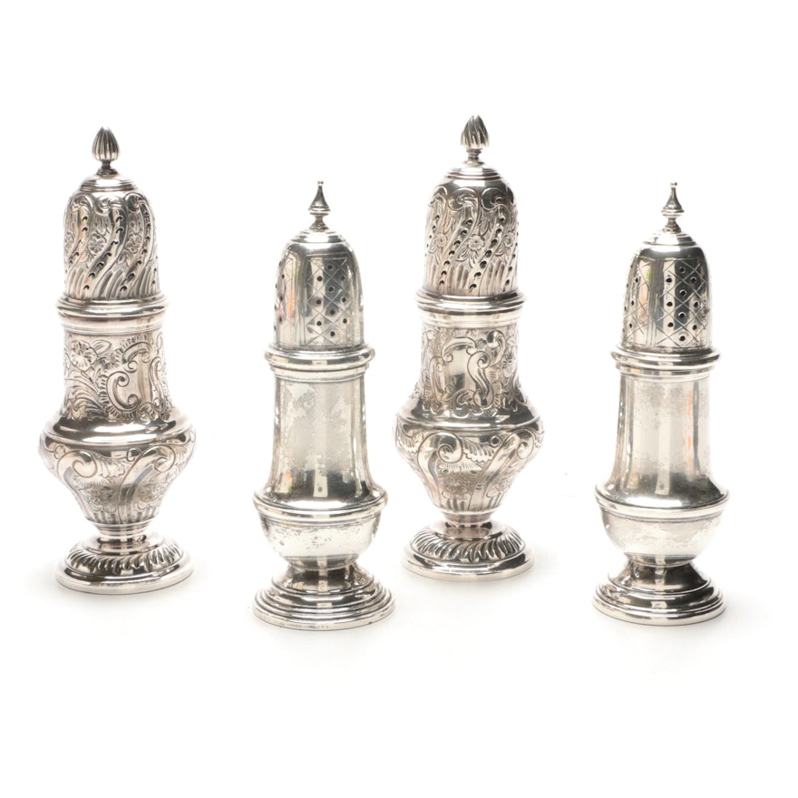 Frank M. Whiting Sterling Reproduction Shaker Set with Silver Plate Shakers