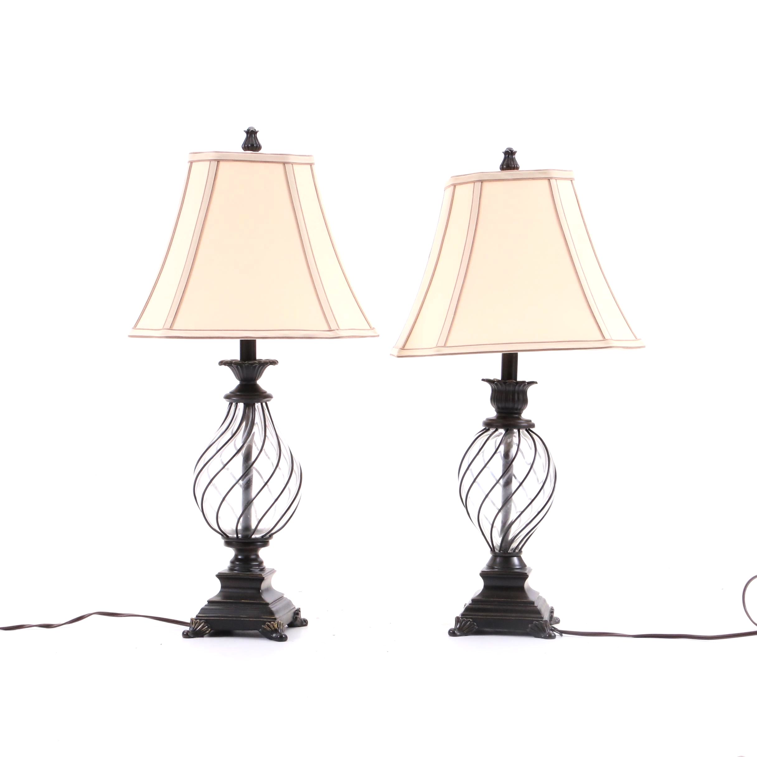 Pair of Glass Body Table Lamps