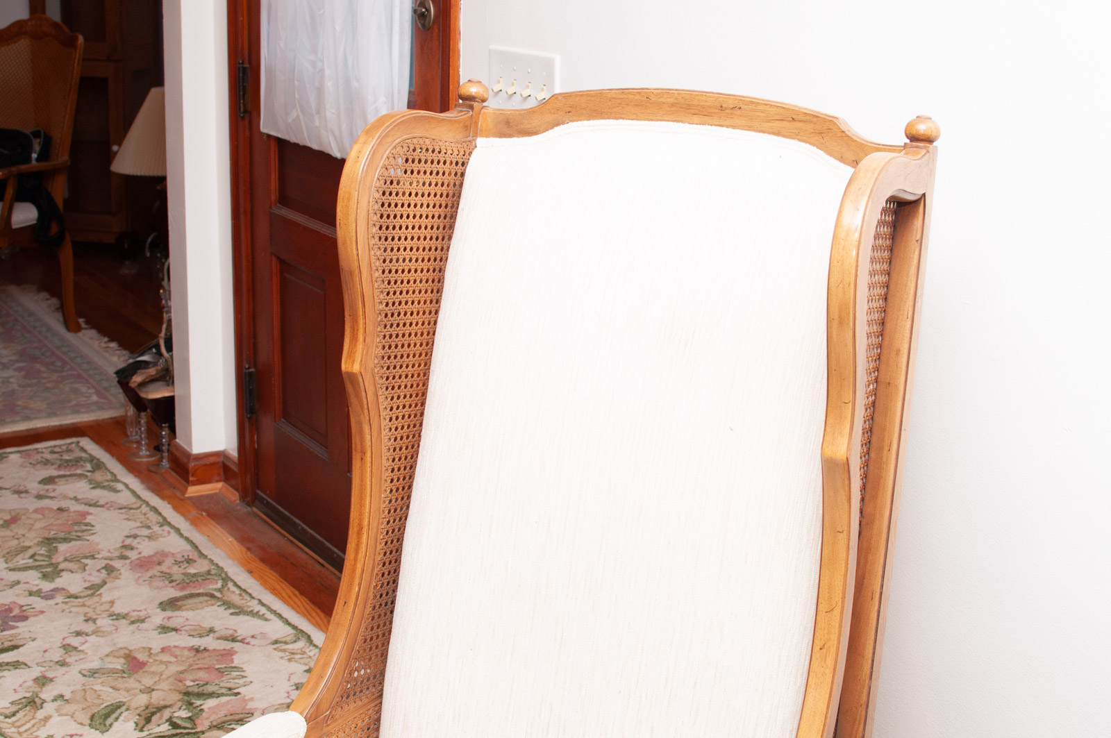 French Provincial Style Spline Woven Wingback Chair, Mid-20th Century