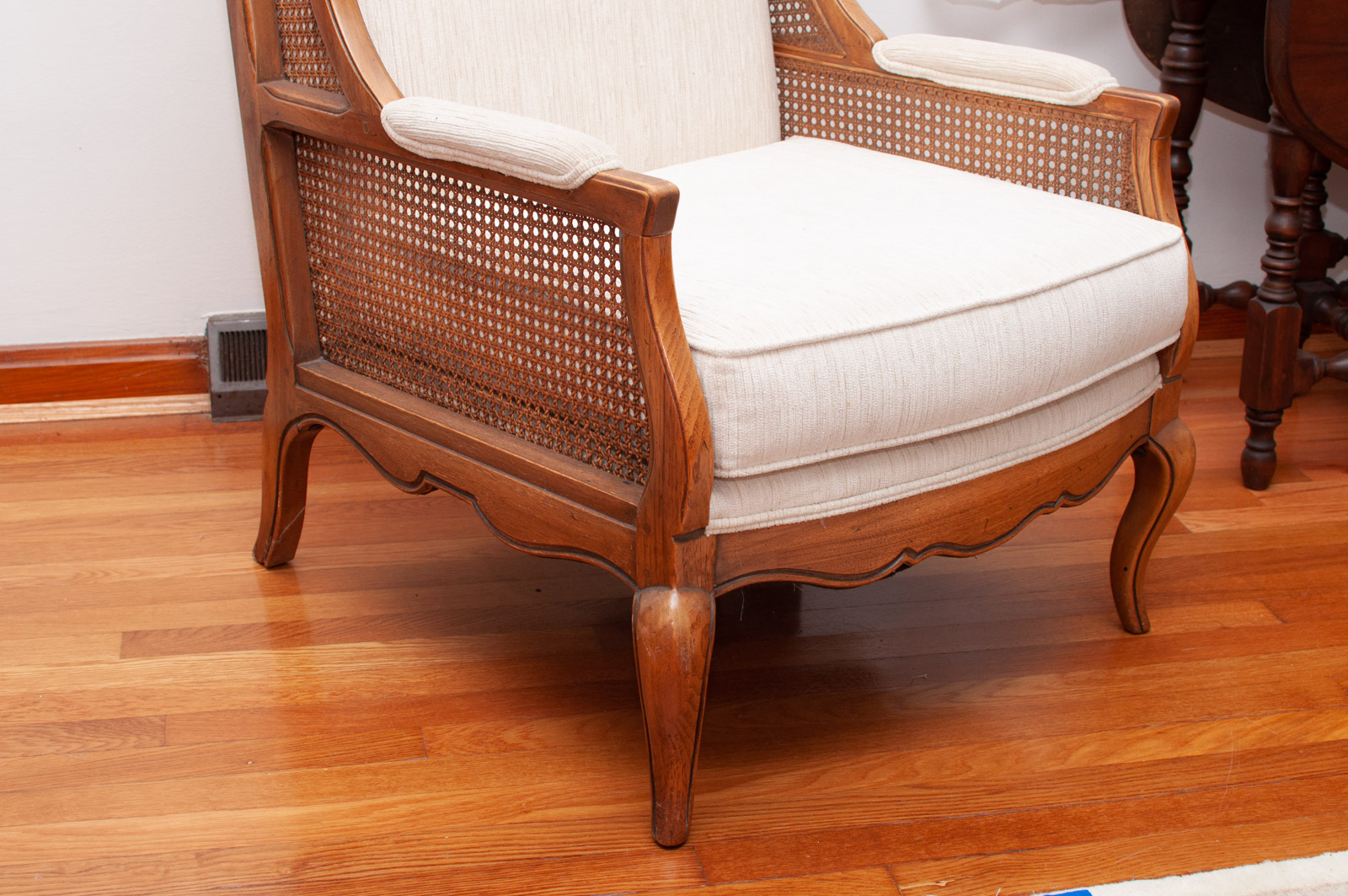 French Provincial Style Spline Woven Wingback Chair, Mid-20th Century