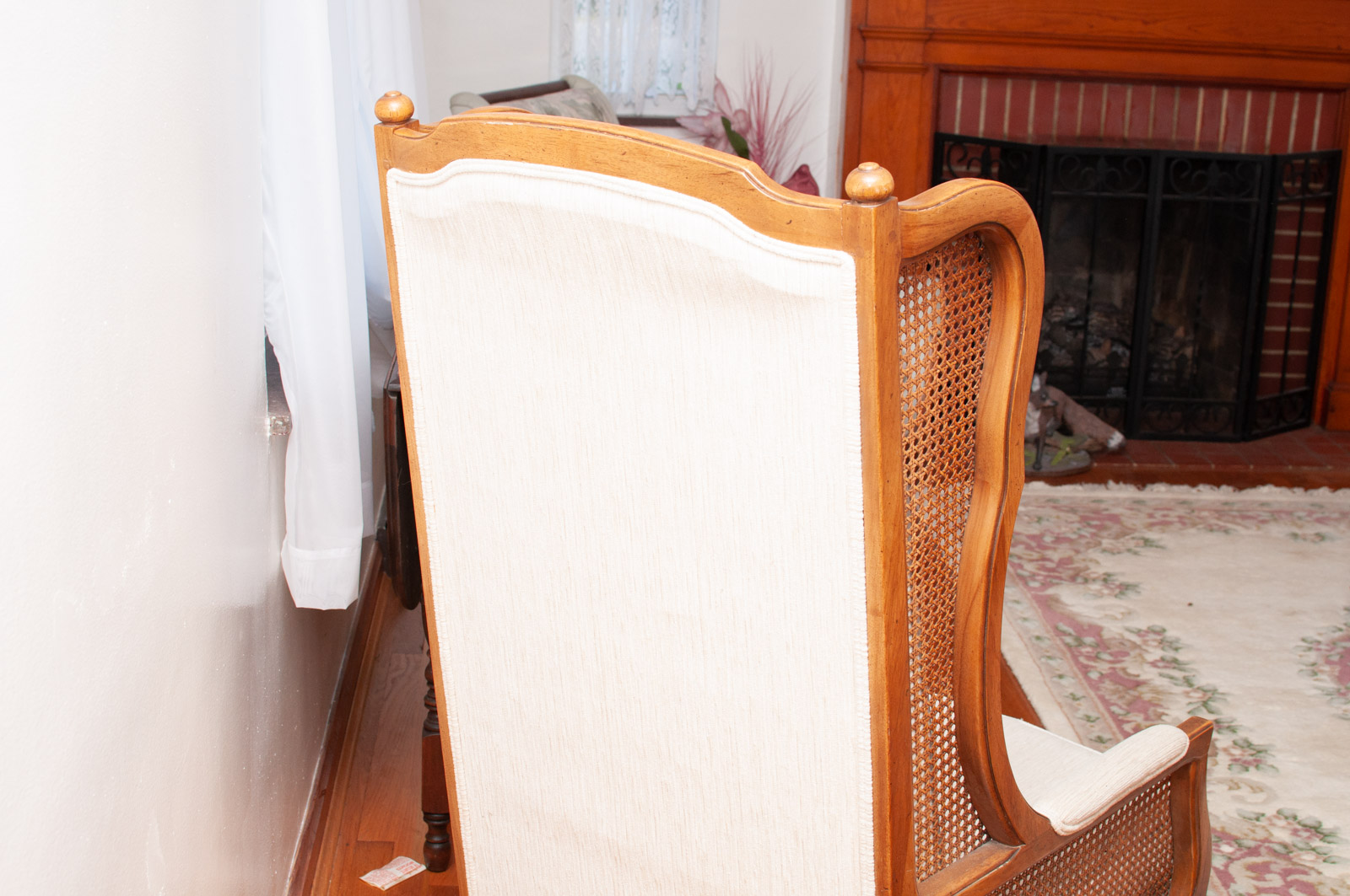 French Provincial Style Spline Woven Wingback Chair, Mid-20th Century